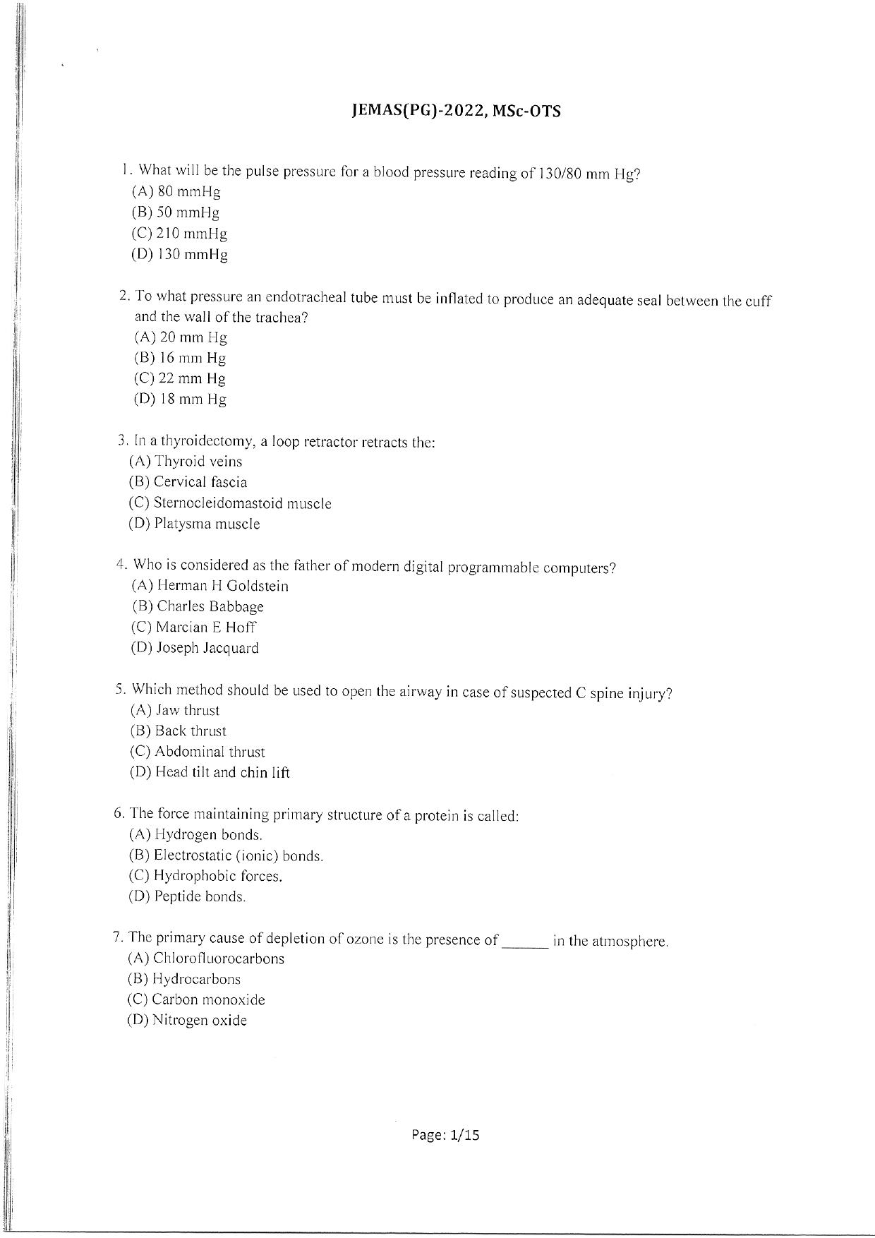 WBJEEB JEMAS (PG) 2022 MSc OTS Question Paper - Page 3