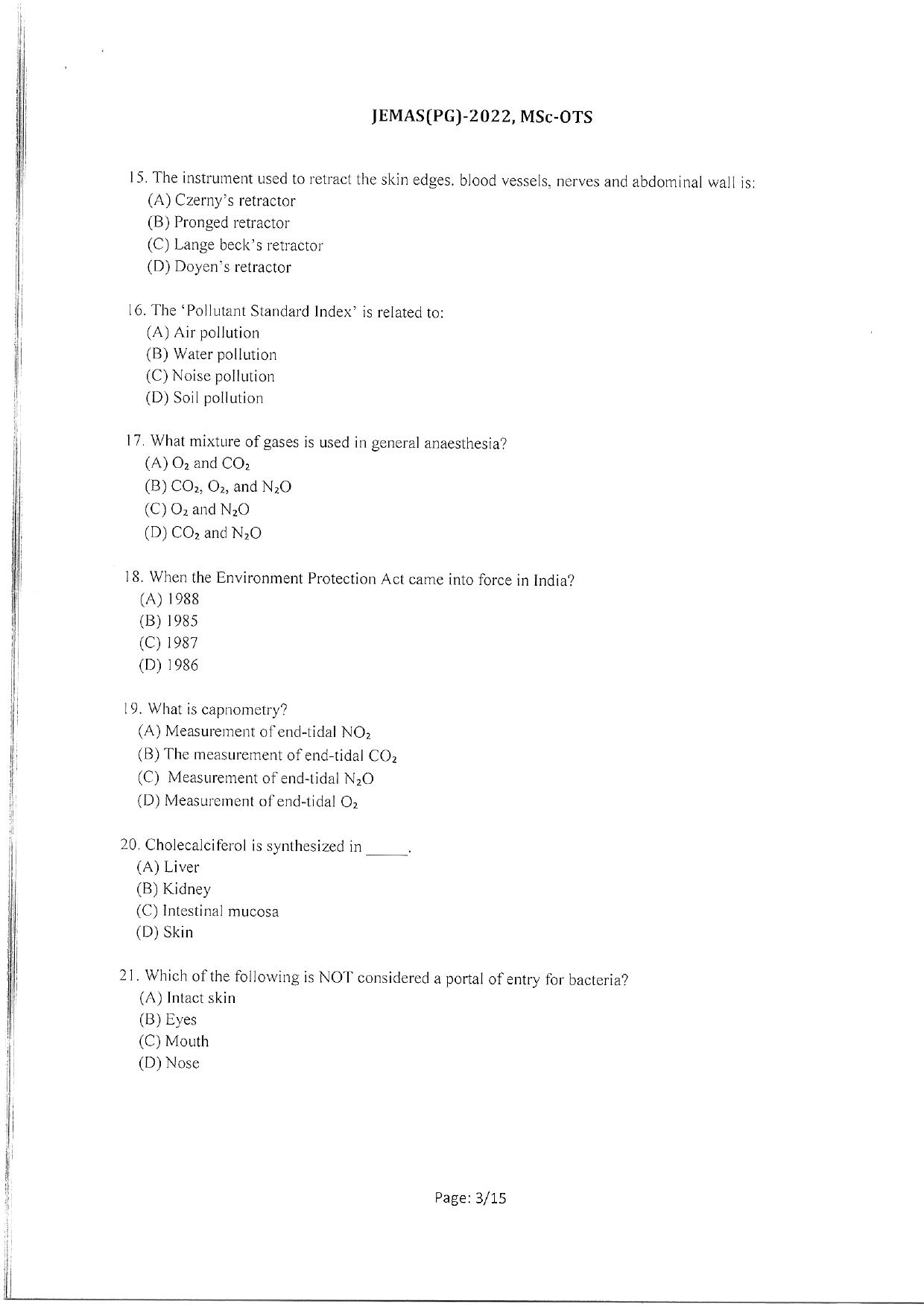 WBJEEB JEMAS (PG) 2022 MSc OTS Question Paper - Page 5