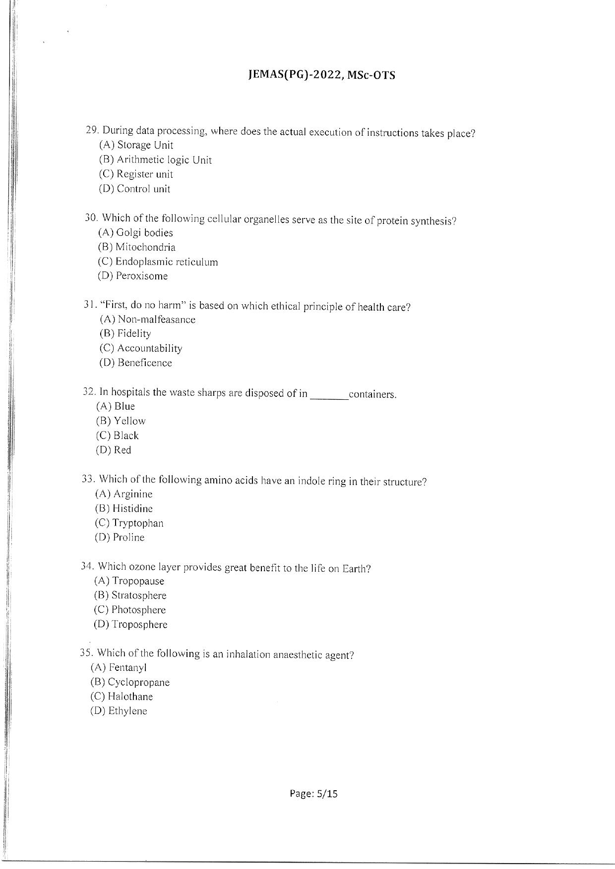 WBJEEB JEMAS (PG) 2022 MSc OTS Question Paper - Page 7