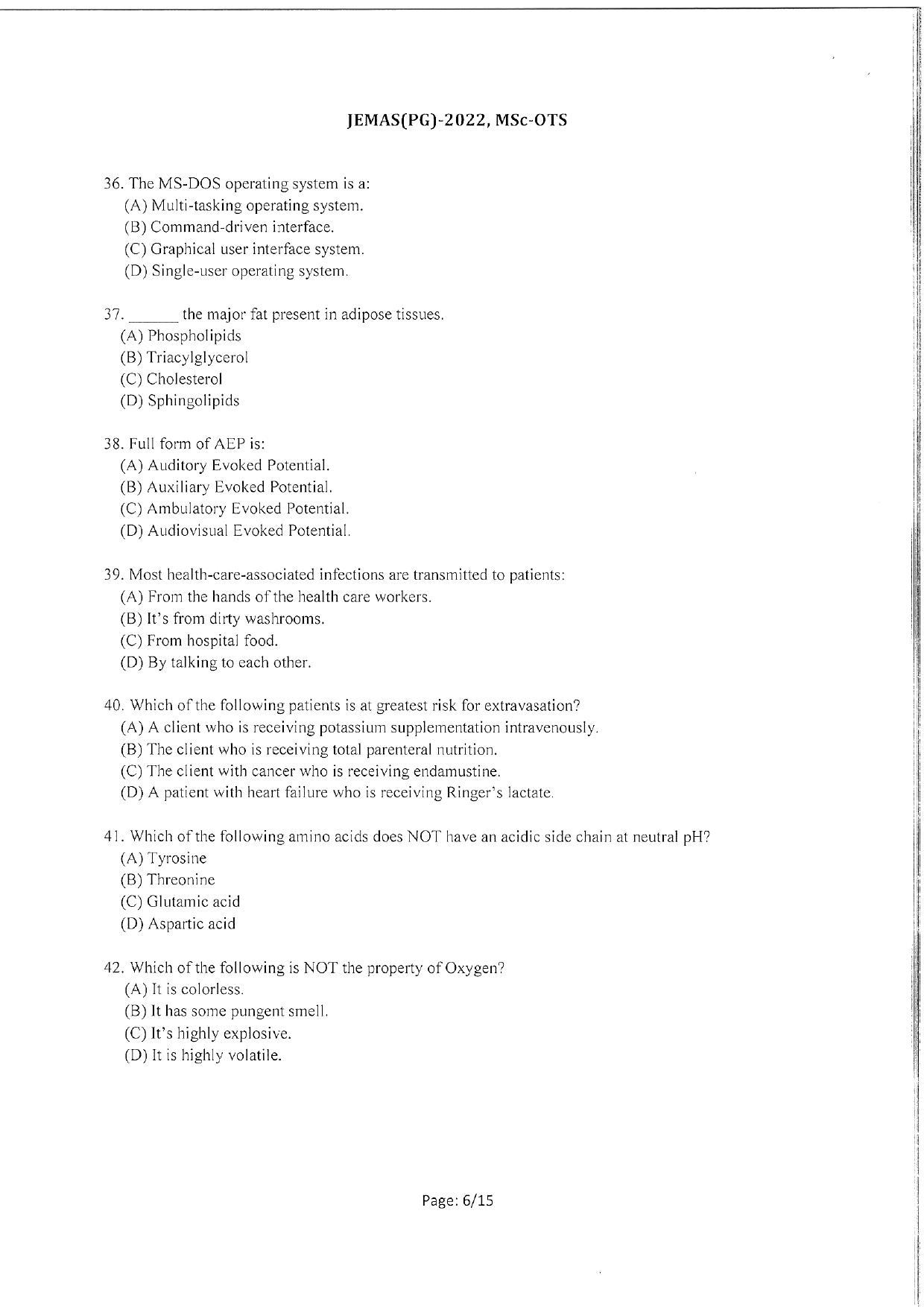 WBJEEB JEMAS (PG) 2022 MSc OTS Question Paper - Page 8