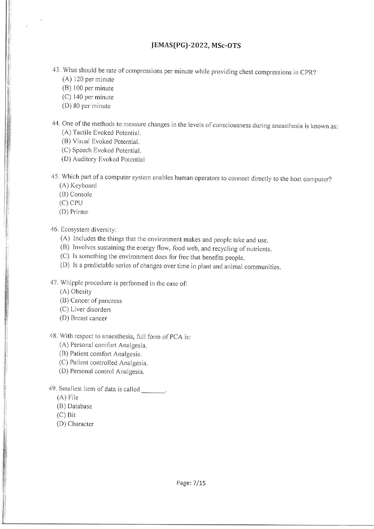 WBJEEB JEMAS (PG) 2022 MSc OTS Question Paper - Page 9
