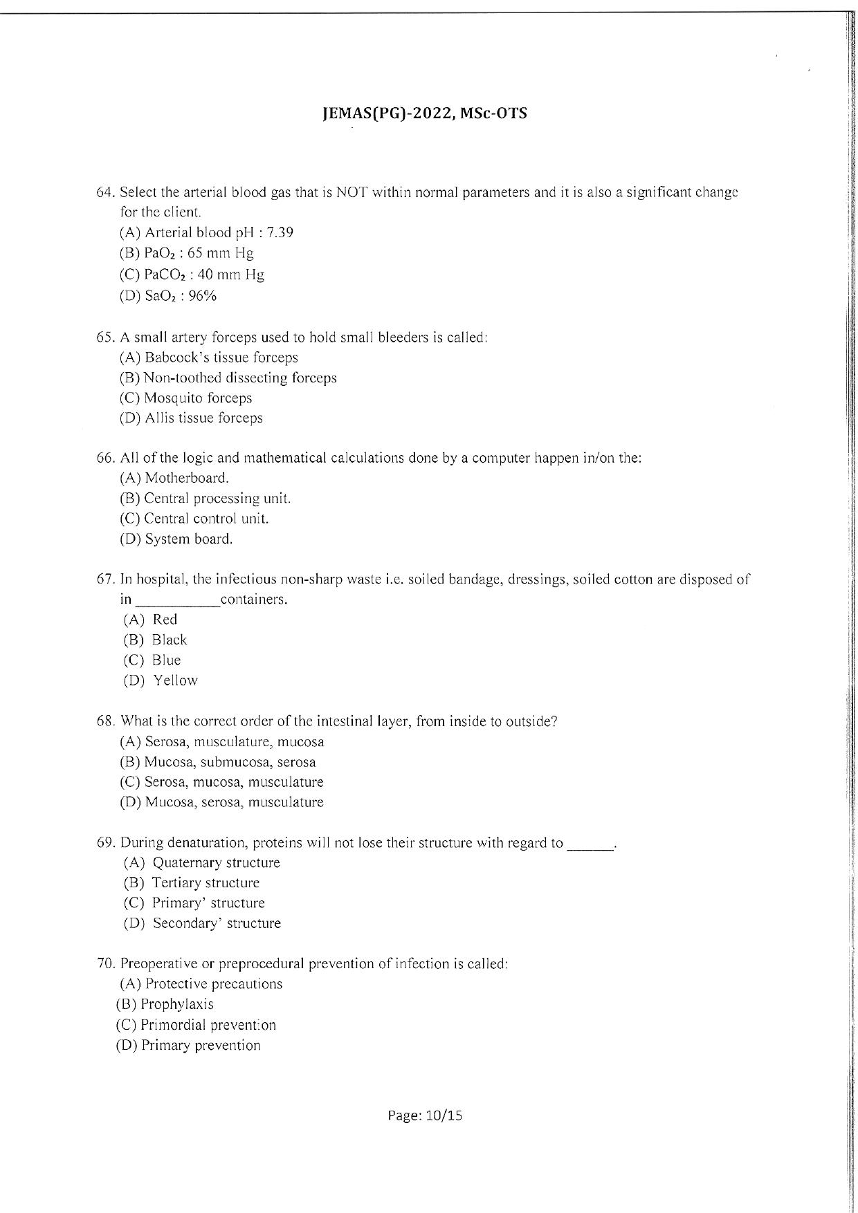 WBJEEB JEMAS (PG) 2022 MSc OTS Question Paper - Page 12