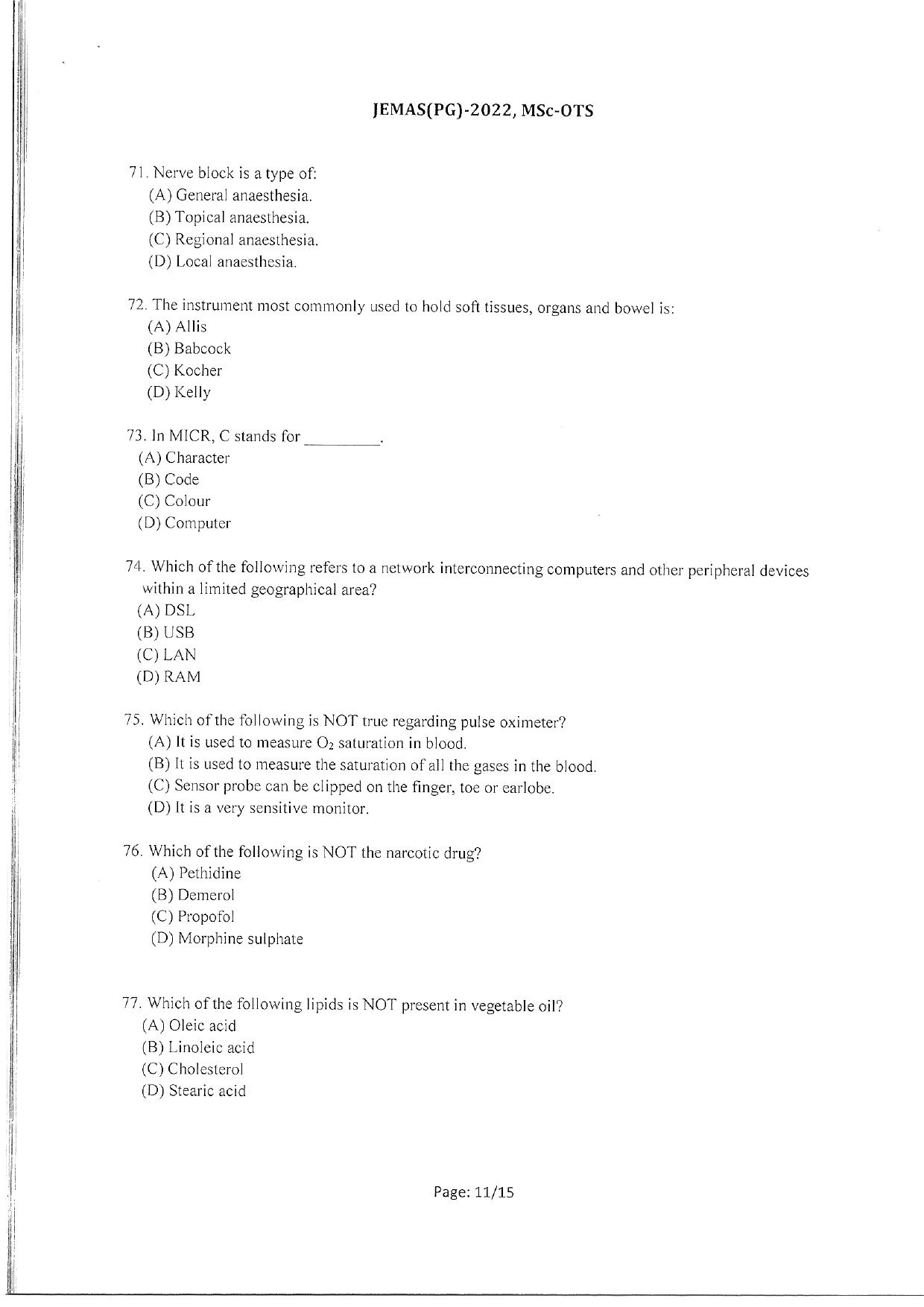 WBJEEB JEMAS (PG) 2022 MSc OTS Question Paper - Page 13