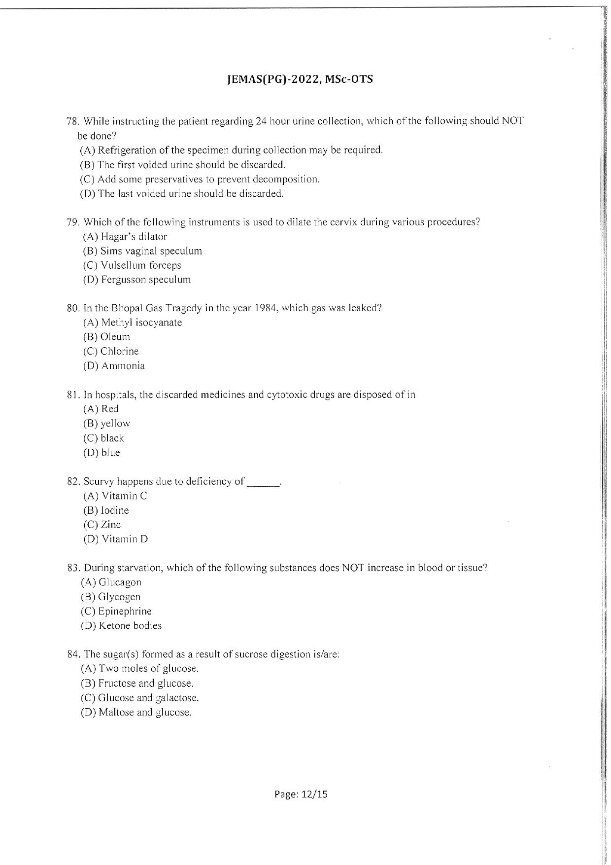 WBJEEB JEMAS (PG) 2022 MSc OTS Question Paper - Page 14