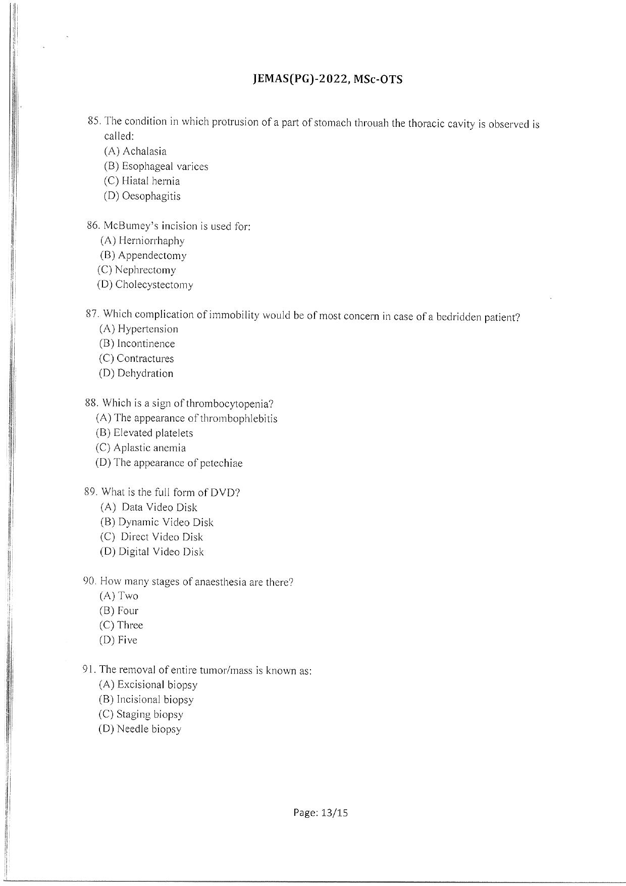 WBJEEB JEMAS (PG) 2022 MSc OTS Question Paper - Page 15
