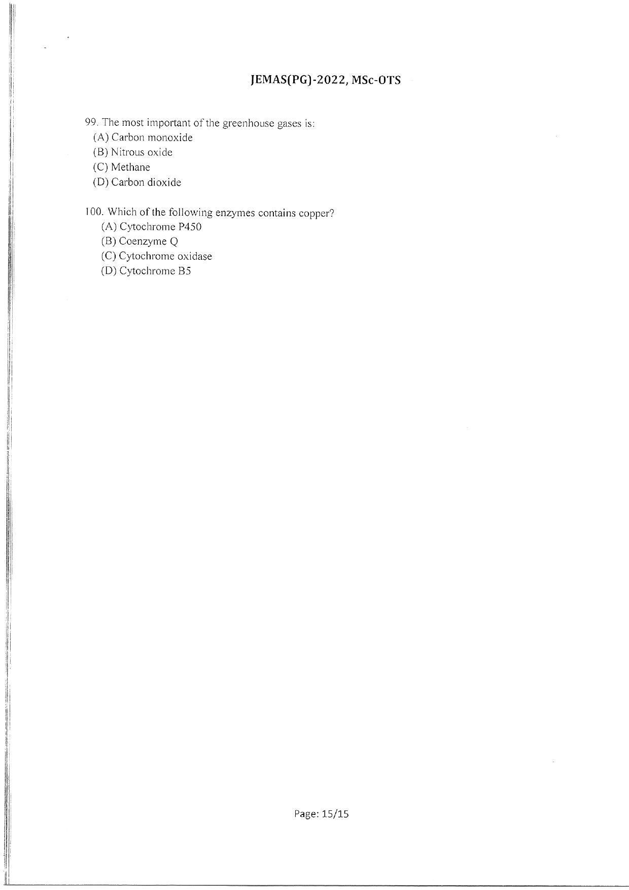 WBJEEB JEMAS (PG) 2022 MSc OTS Question Paper - Page 17