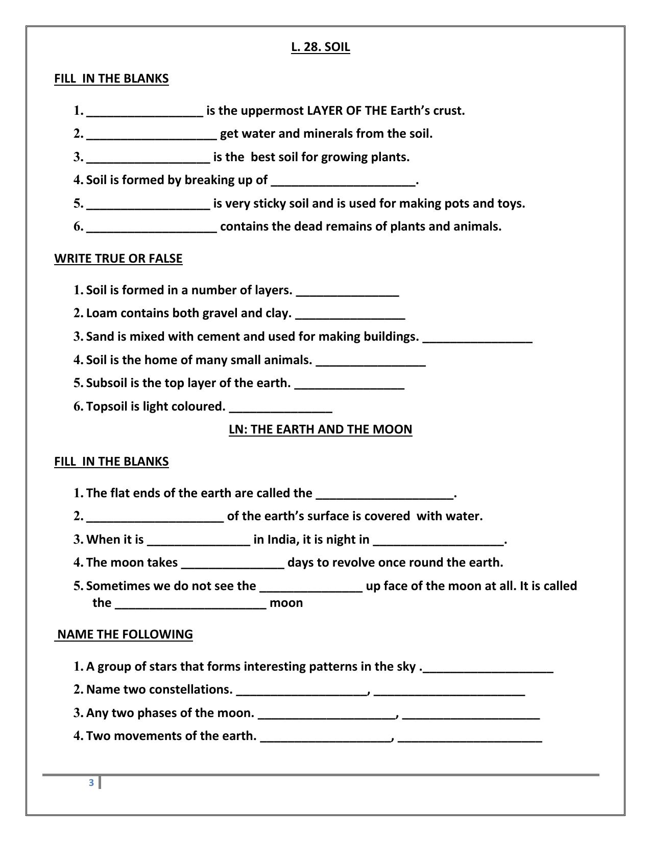 Worksheet for Class 3 EVS Assignment 74 Revision - Page 3
