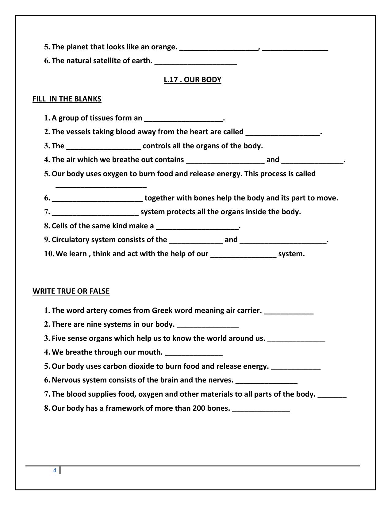 Worksheet for Class 3 EVS Assignment 74 Revision - Page 4