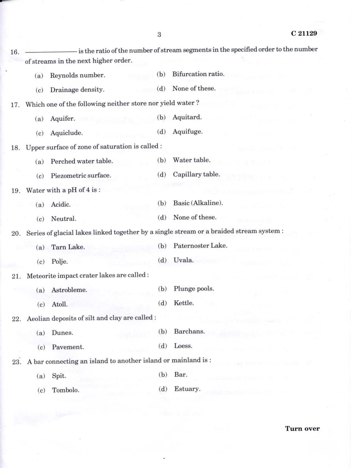 CUCAT 2022 M.Sc. Applied Geology Question Paper - Page 3