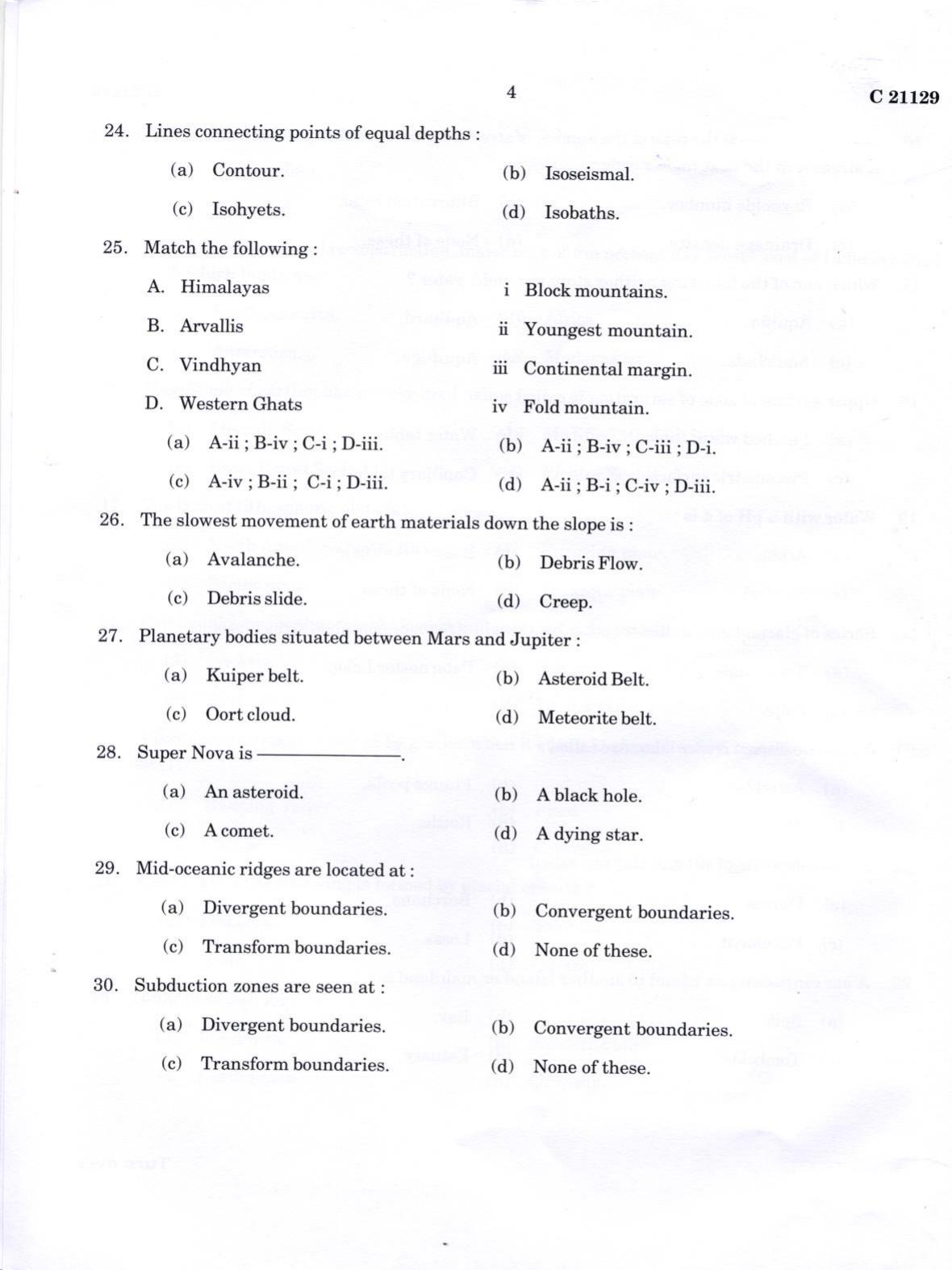 CUCAT 2022 M.Sc. Applied Geology Question Paper - Page 4