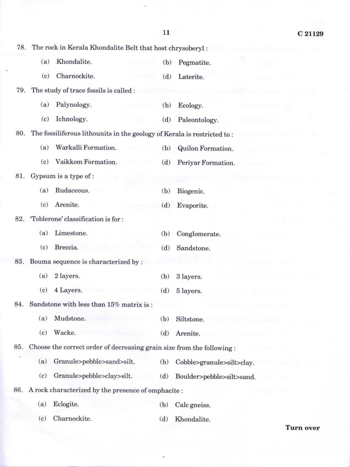 CUCAT 2022 M.Sc. Applied Geology Question Paper - Page 11