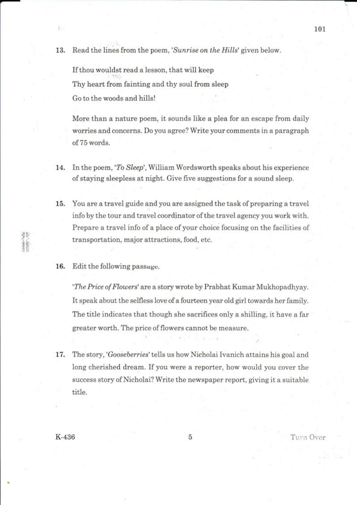 Kerala Plus One 2018 ENGLISH Question Papers - Page 5