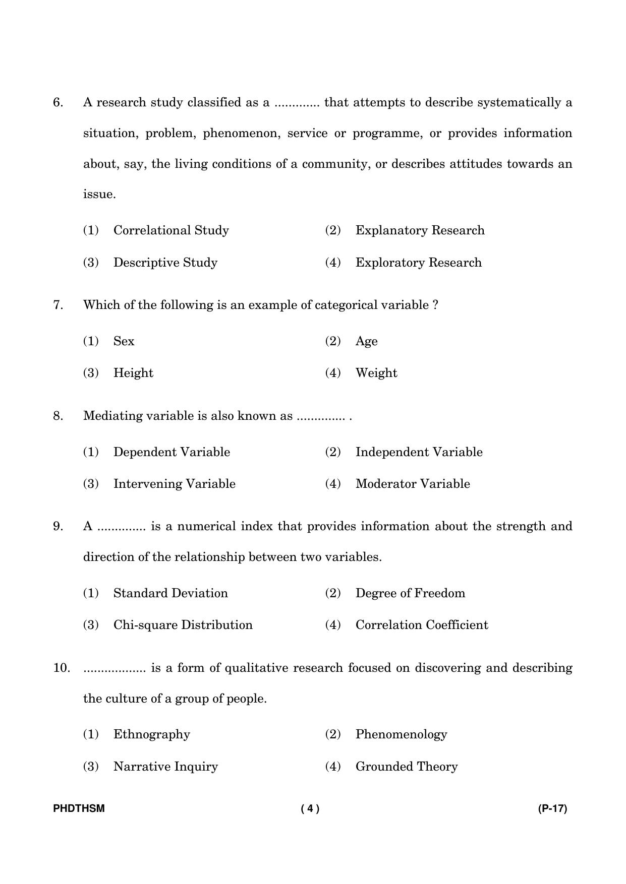 IGNOU PhD Entrance Test Ph. D. (Tourism and Hospitality Services Management Studies) Entrance Test, July, 2023 Question Paper - Page 5