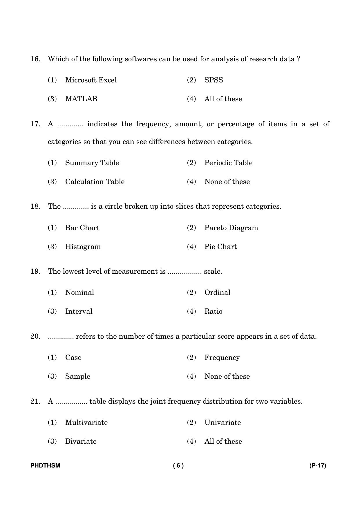 IGNOU PhD Entrance Test Ph. D. (Tourism and Hospitality Services Management Studies) Entrance Test, July, 2023 Question Paper - Page 7