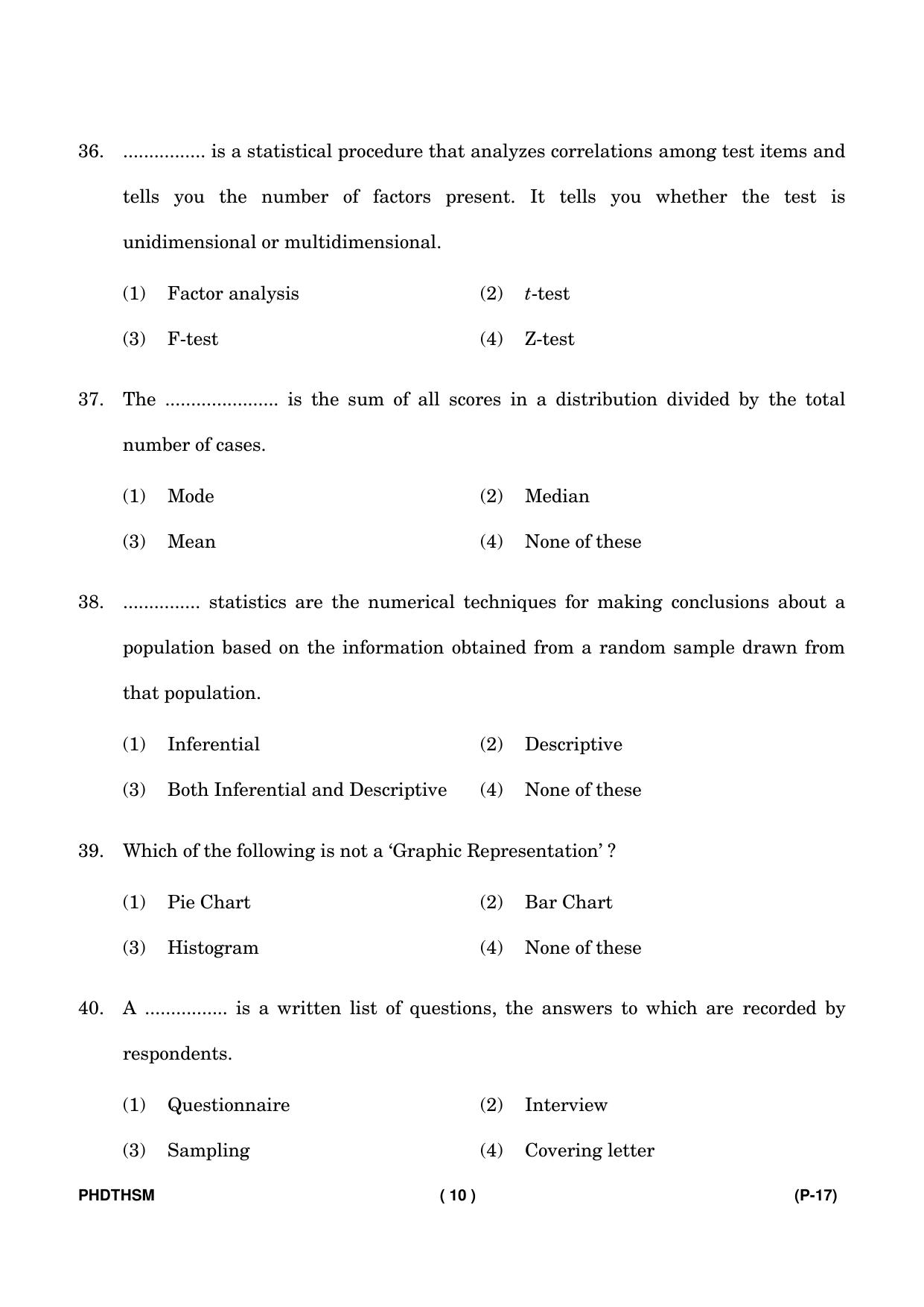 IGNOU PhD Entrance Test Ph. D. (Tourism and Hospitality Services Management Studies) Entrance Test, July, 2023 Question Paper - Page 11