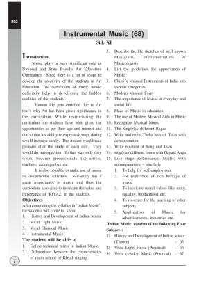 Maharashtra HSC Instruments Music Syllabus