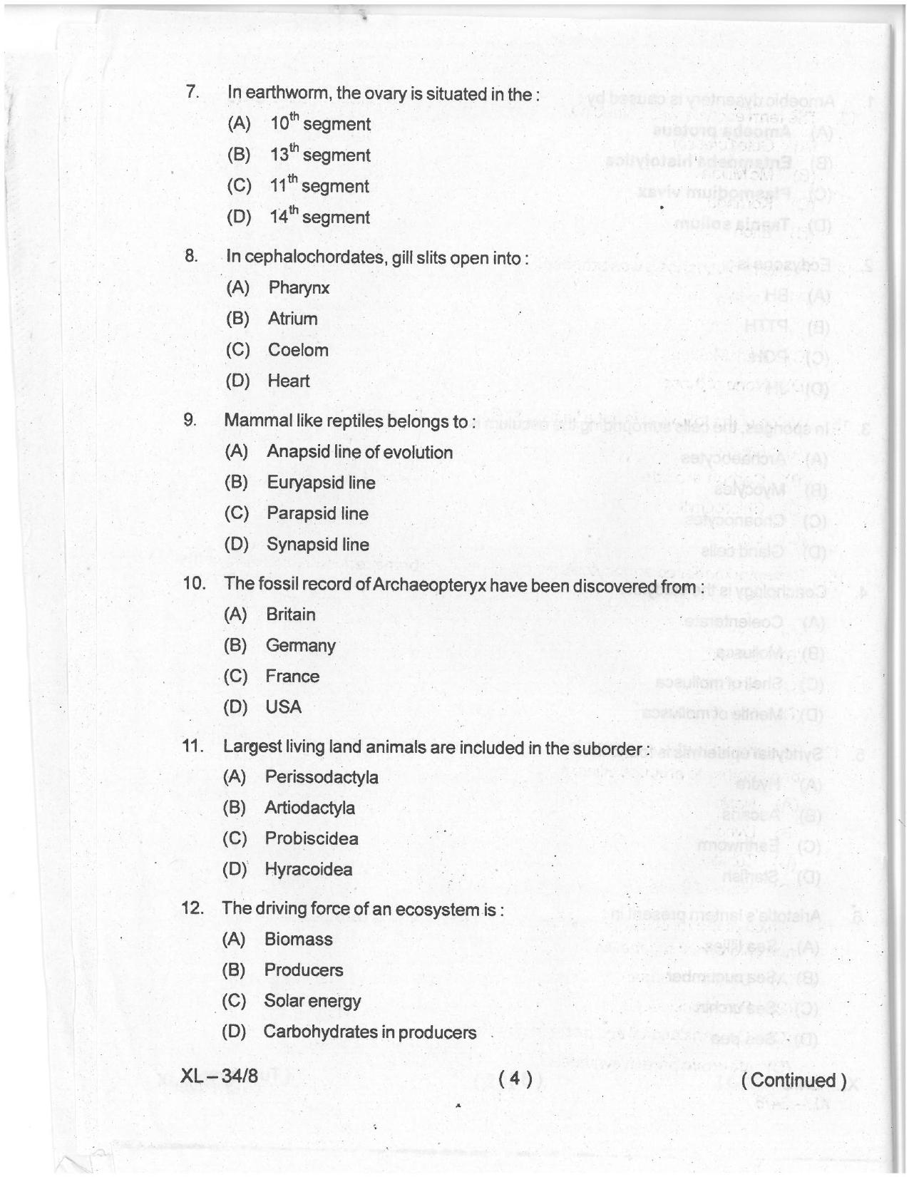 Odisha CPET 2021 ZOOLOGY Question Paper - Page 3