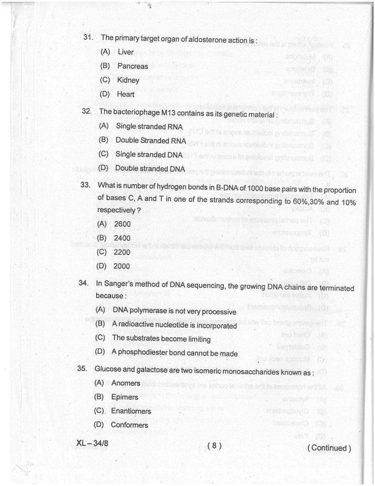 Odisha CPET 2021 ZOOLOGY Question Paper - Page 7