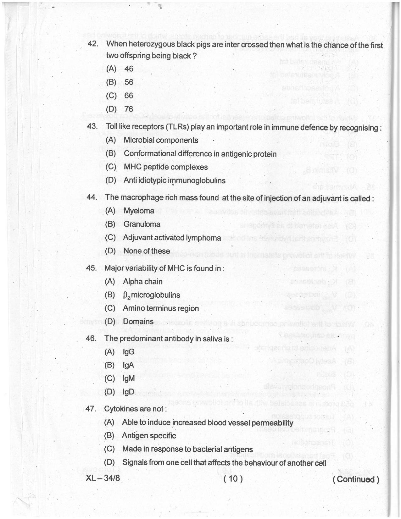 Odisha CPET 2021 ZOOLOGY Question Paper - Page 9