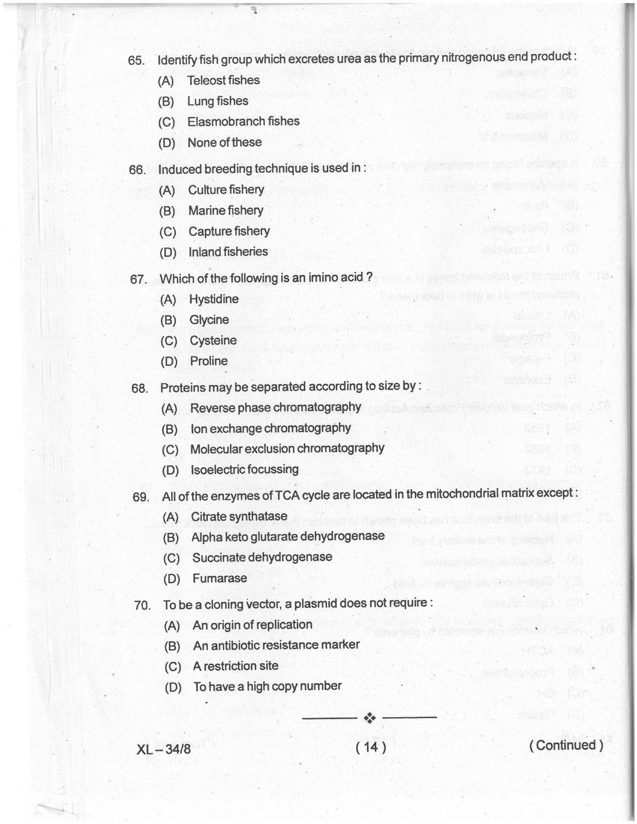 Odisha CPET 2021 ZOOLOGY Question Paper - Page 13