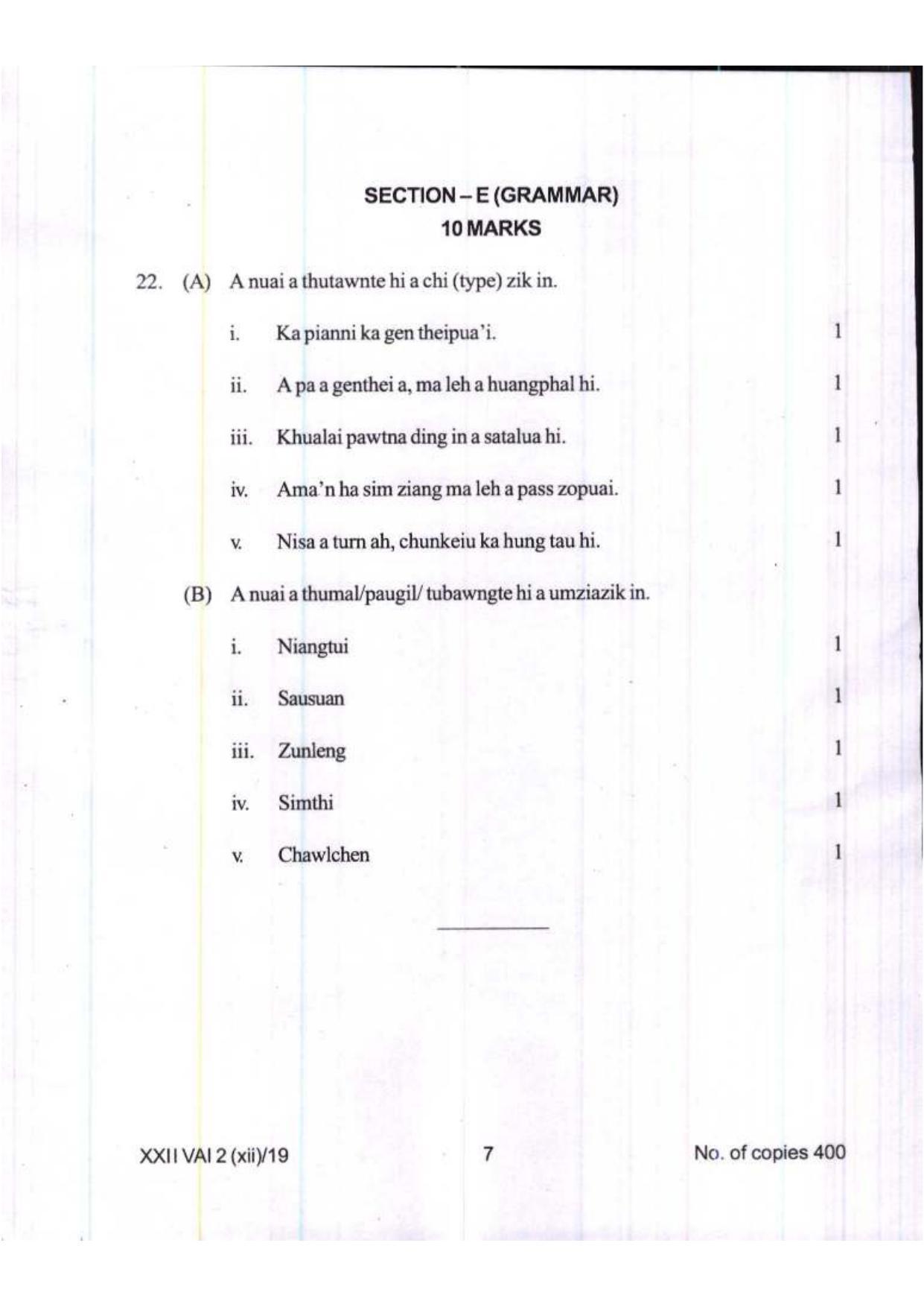 COHSEM Class 12	Vaiphei (M.I.L.) 2019 Question Papers - Page 7