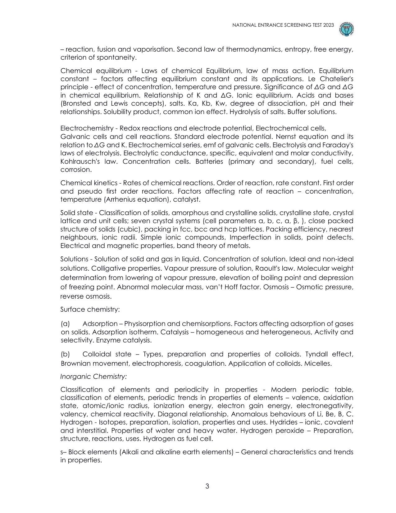 NEST Exam Syllabus - Page 3