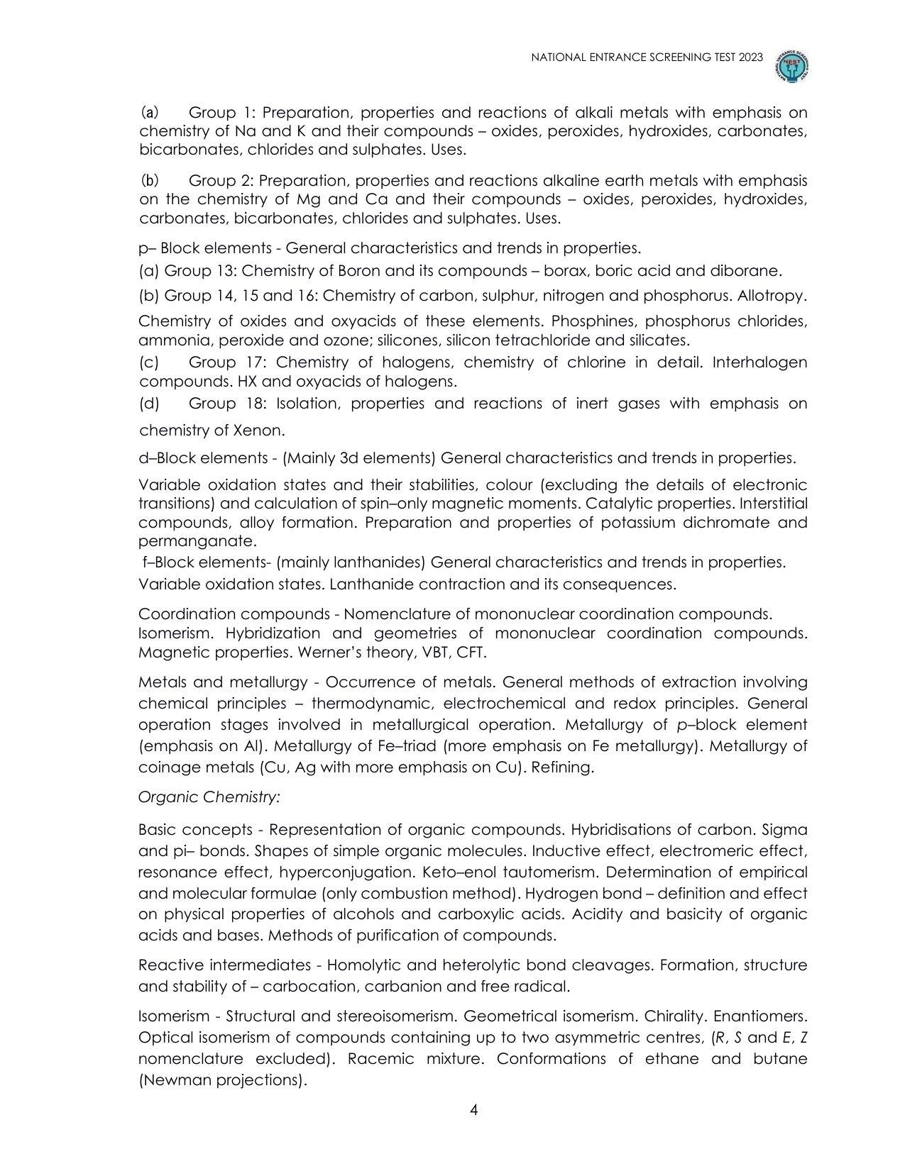 NEST Exam Syllabus - Page 4