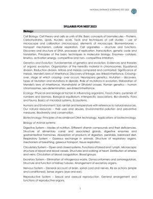 NEST Exam Syllabus