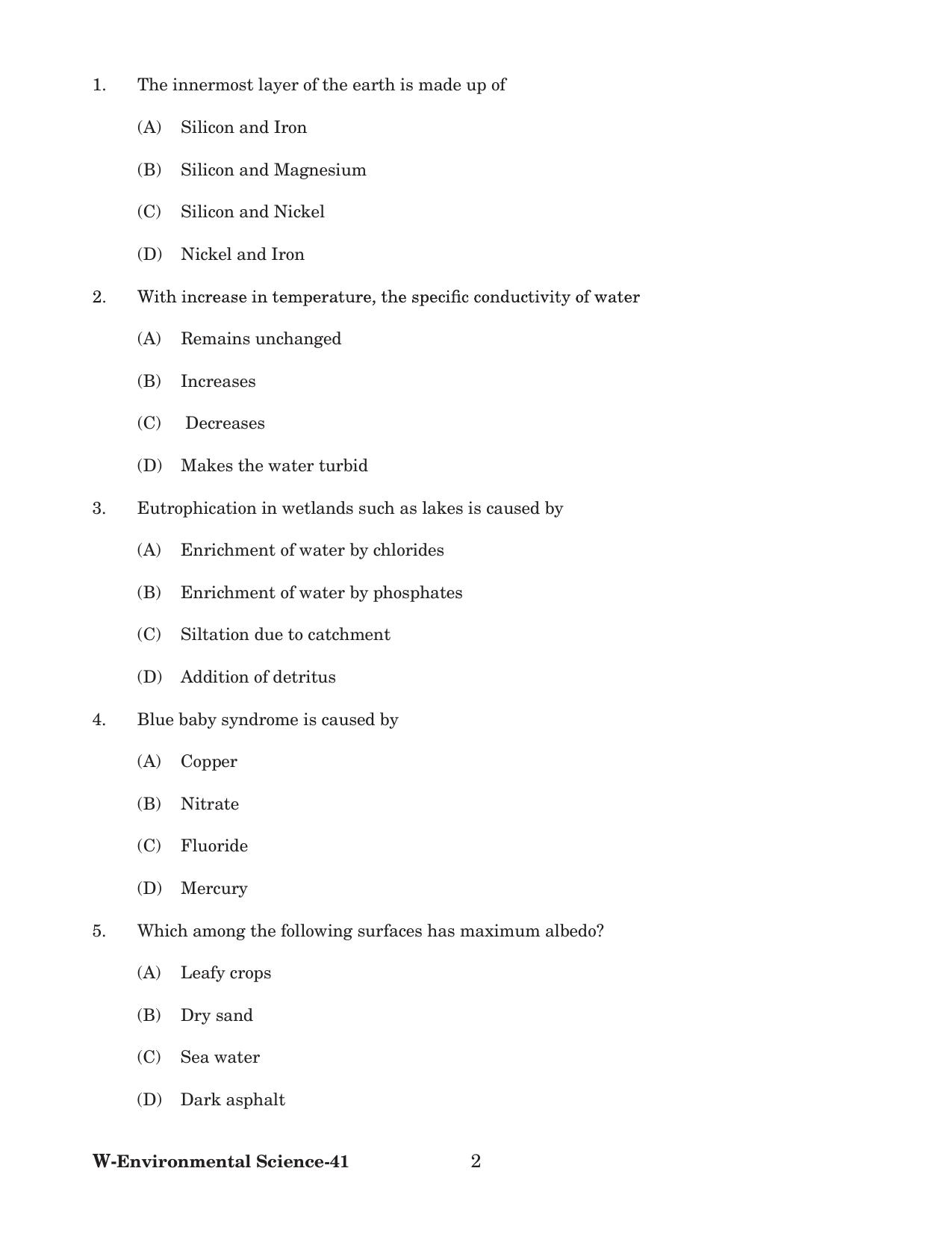Odisha CPET 2022 ENVIRONMENTAL SCIENCE Question Paper - Page 2