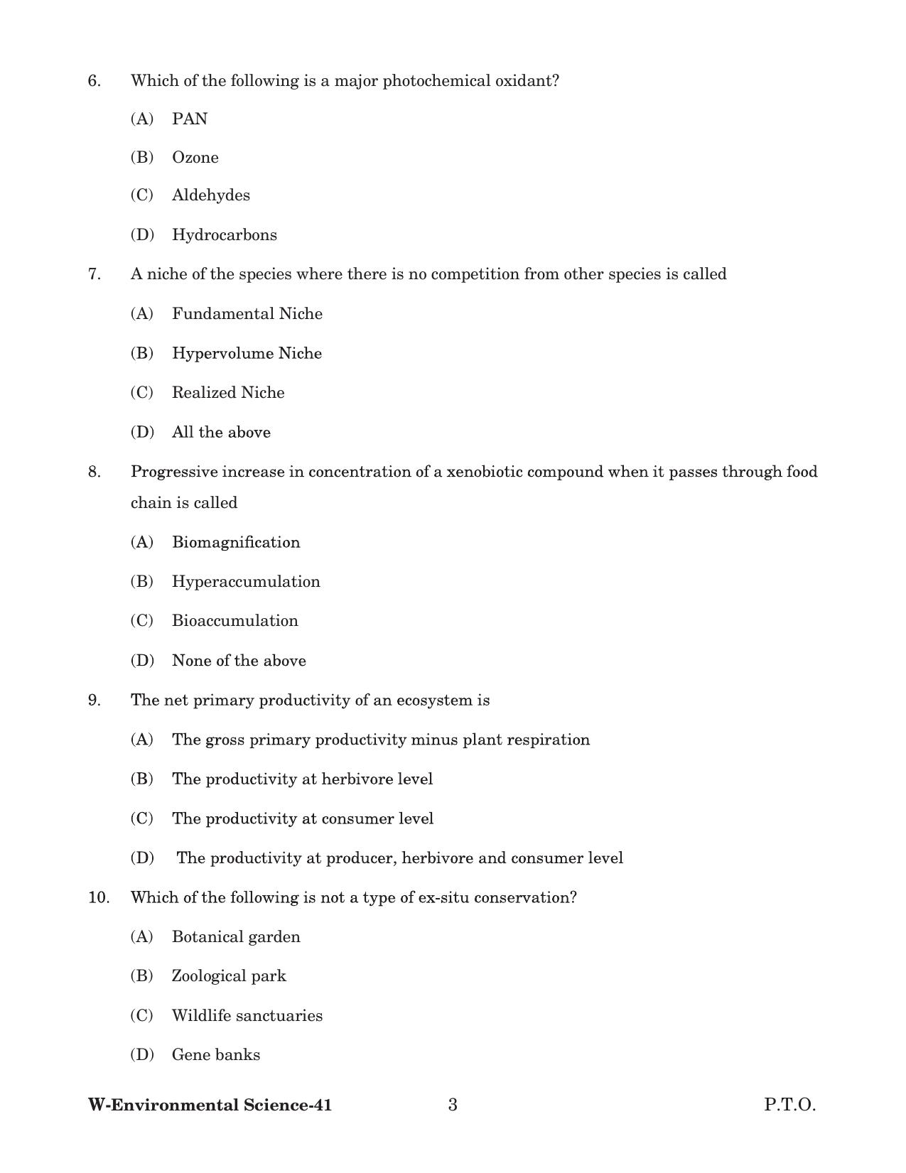 Odisha CPET 2022 ENVIRONMENTAL SCIENCE Question Paper - Page 3