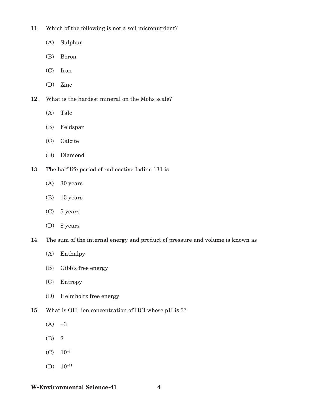 Odisha CPET 2022 ENVIRONMENTAL SCIENCE Question Paper - Page 4
