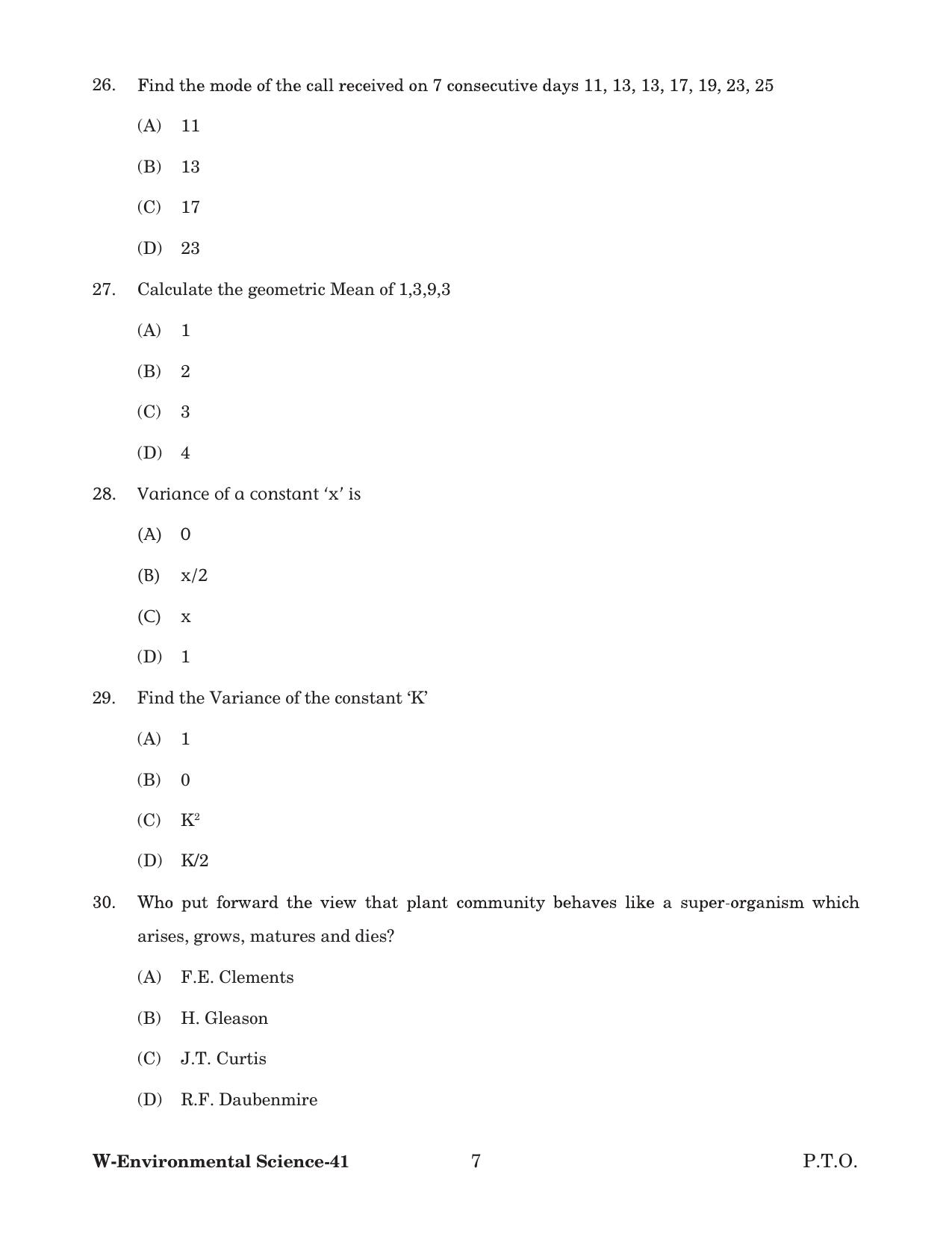 Odisha CPET 2022 ENVIRONMENTAL SCIENCE Question Paper - Page 7
