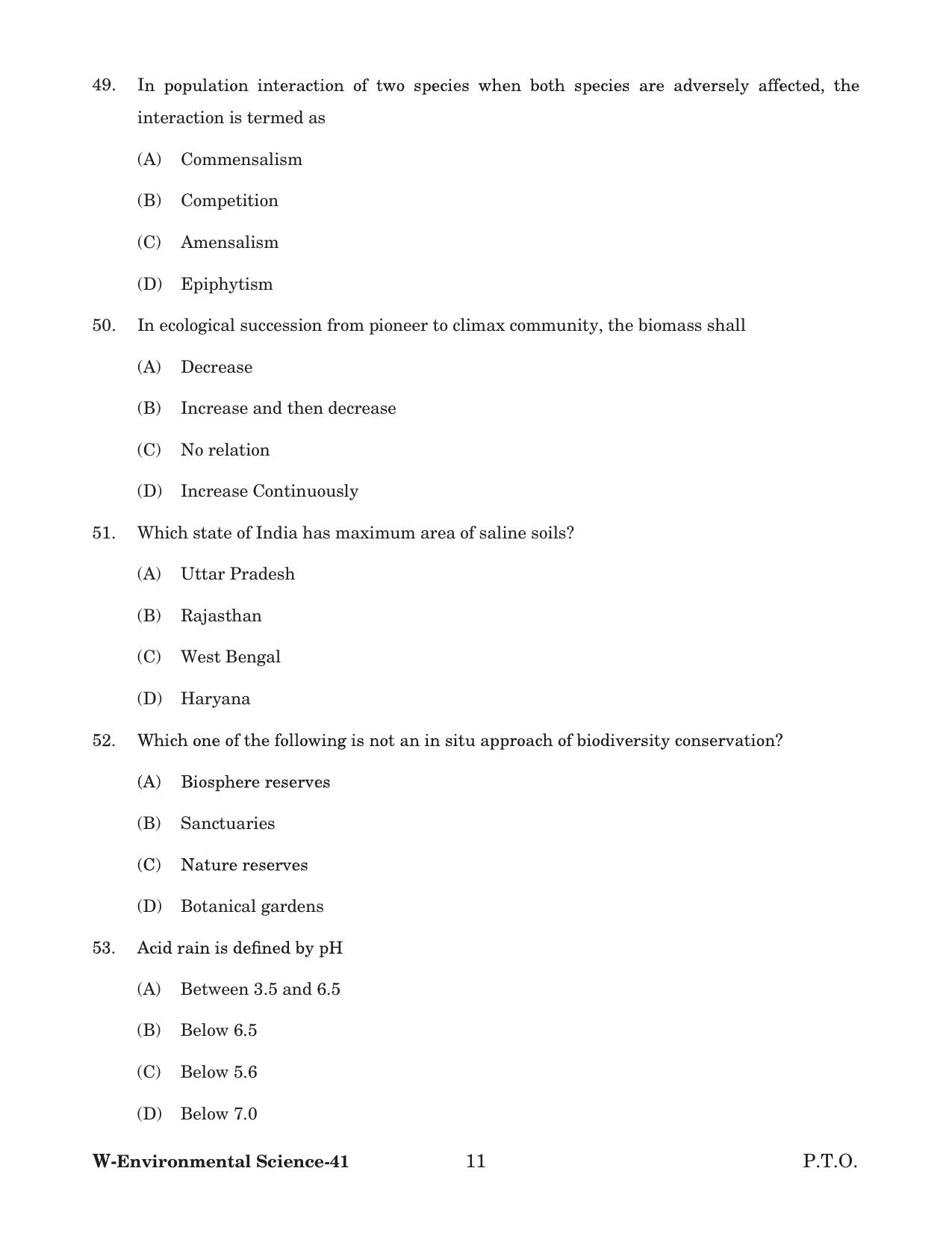 Odisha CPET 2022 ENVIRONMENTAL SCIENCE Question Paper - Page 11