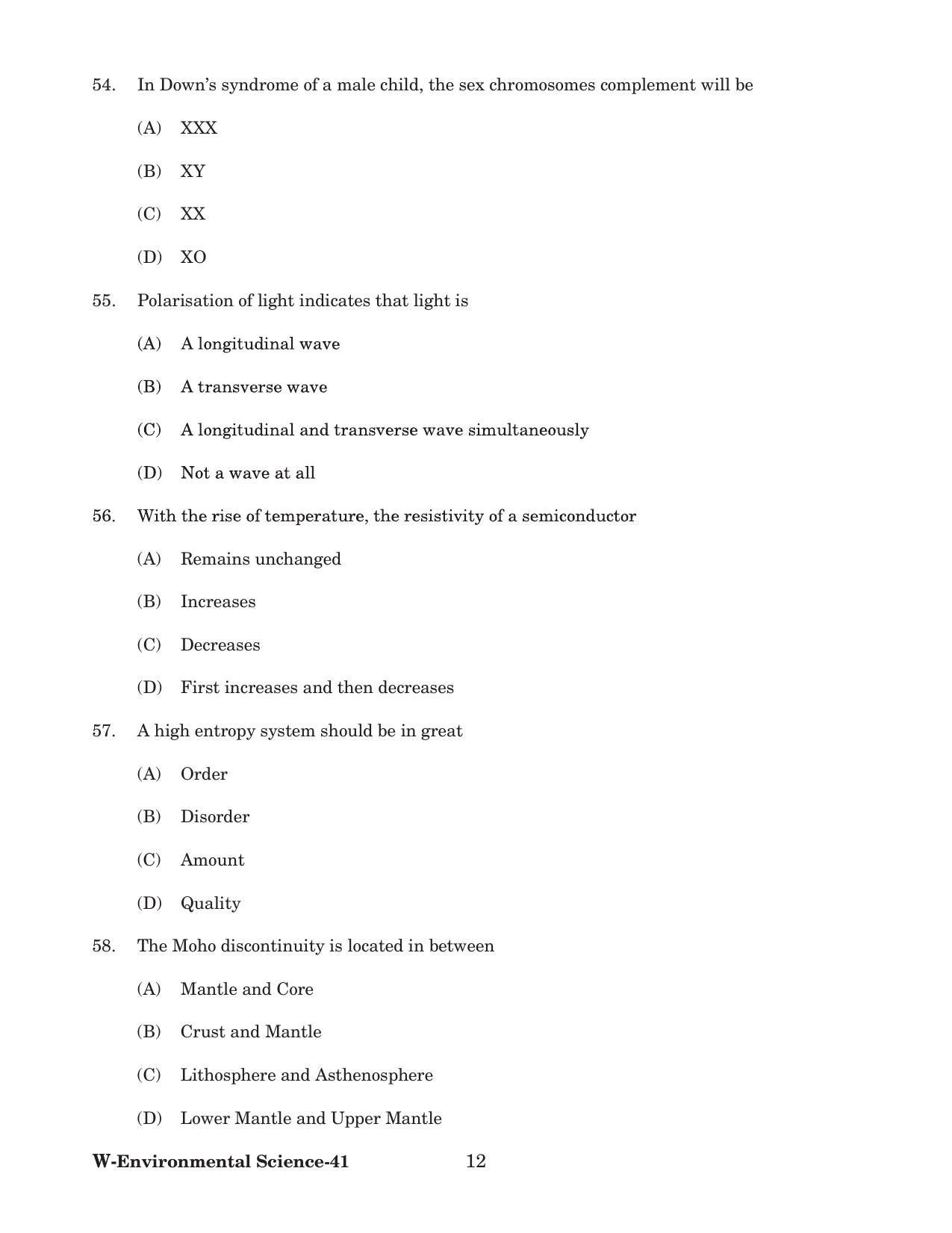 Odisha CPET 2022 ENVIRONMENTAL SCIENCE Question Paper - Page 12