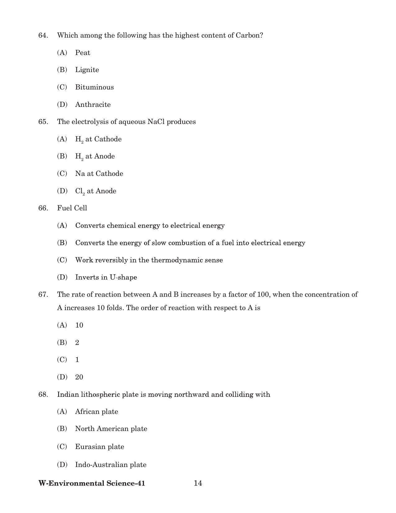 Odisha CPET 2022 ENVIRONMENTAL SCIENCE Question Paper - Page 14