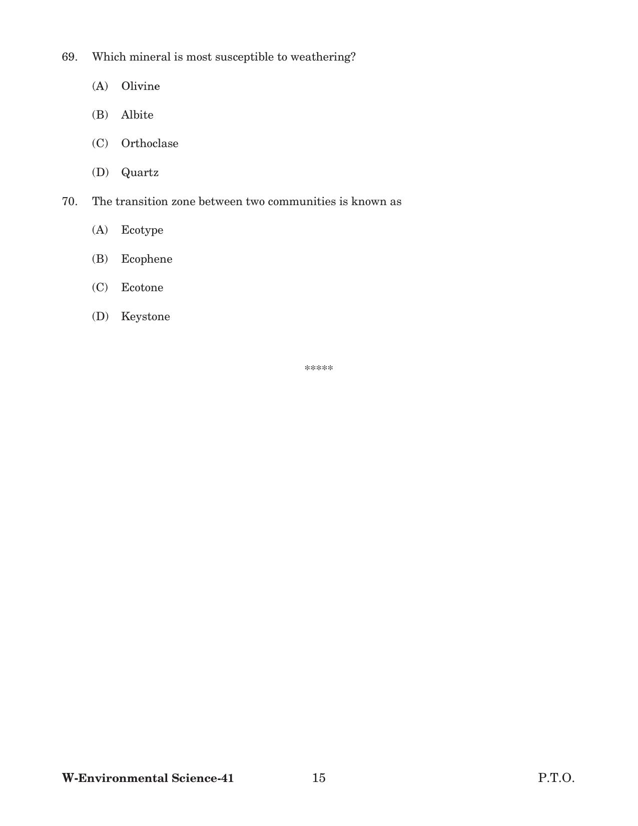 Odisha CPET 2022 ENVIRONMENTAL SCIENCE Question Paper - Page 15