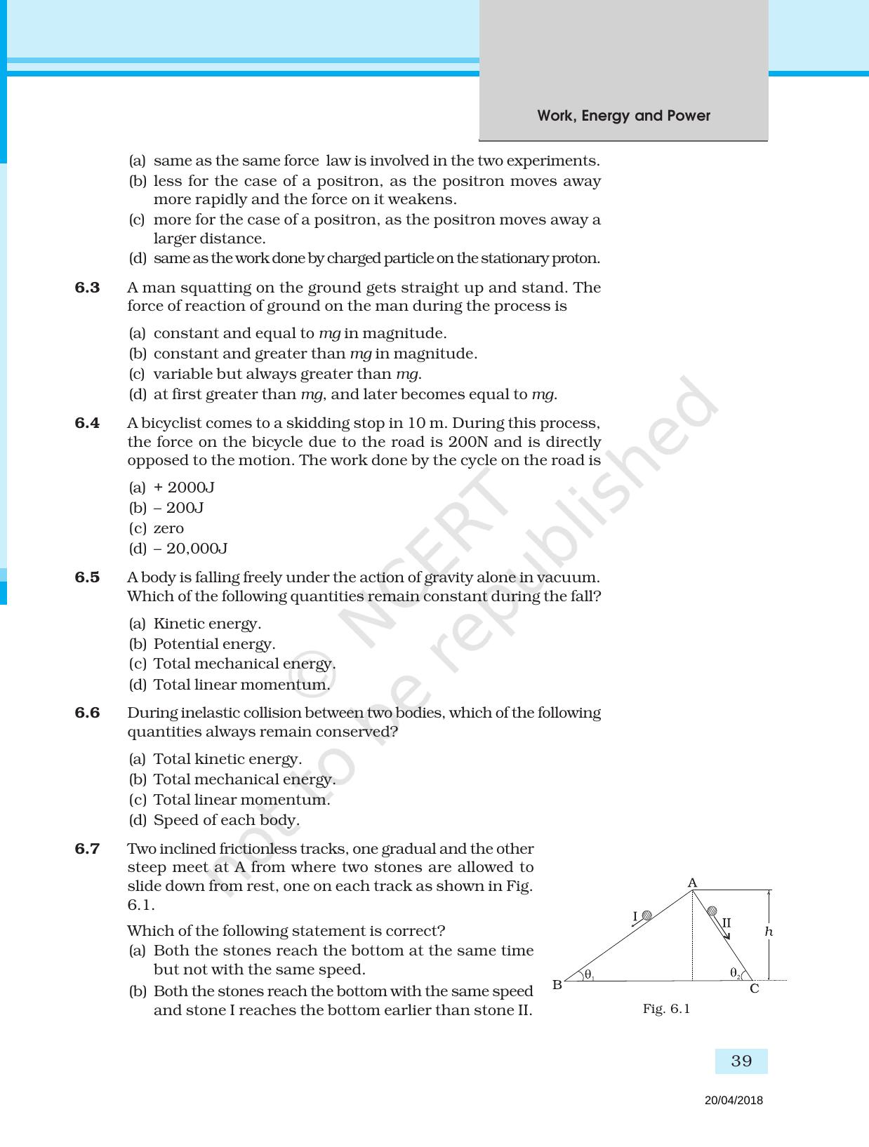 NCERT Exemplar Book for Class 11 Physics: Chapter 5 Work, Energy, and Power - Page 2