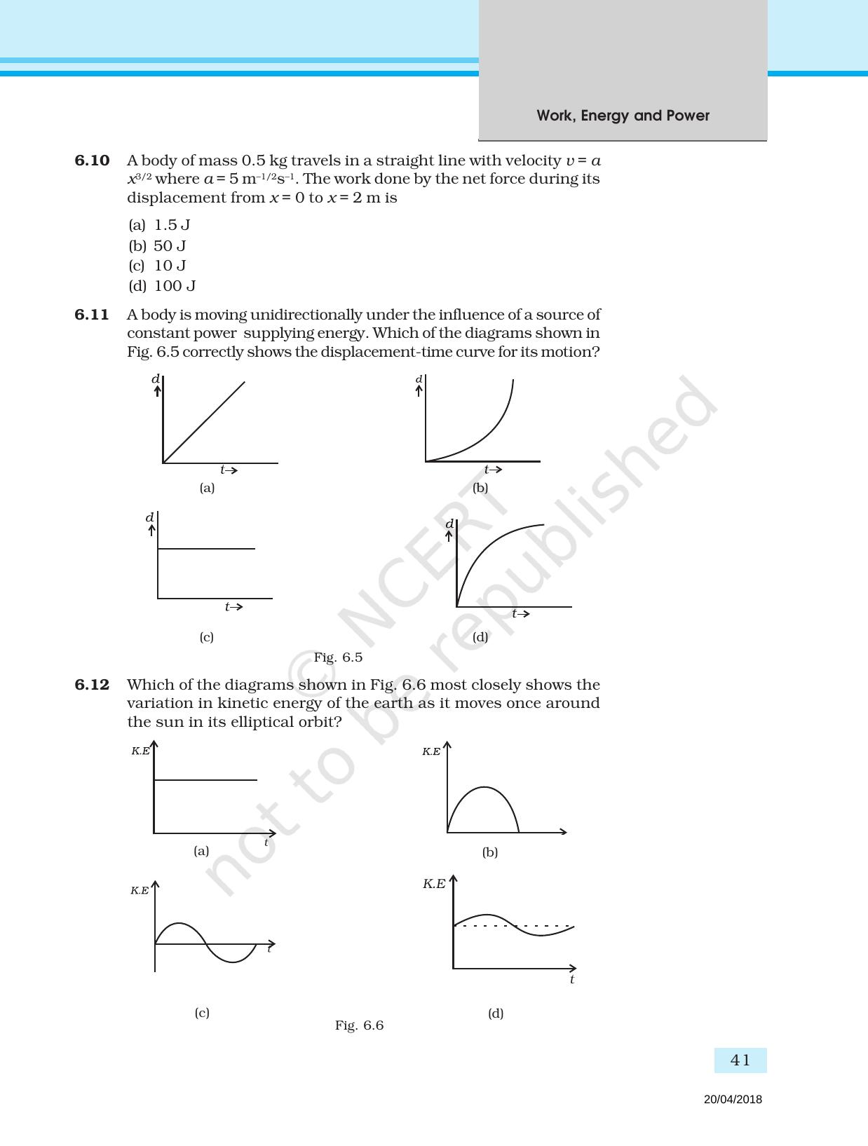 NCERT Exemplar Book for Class 11 Physics: Chapter 5 Work, Energy, and Power - Page 4