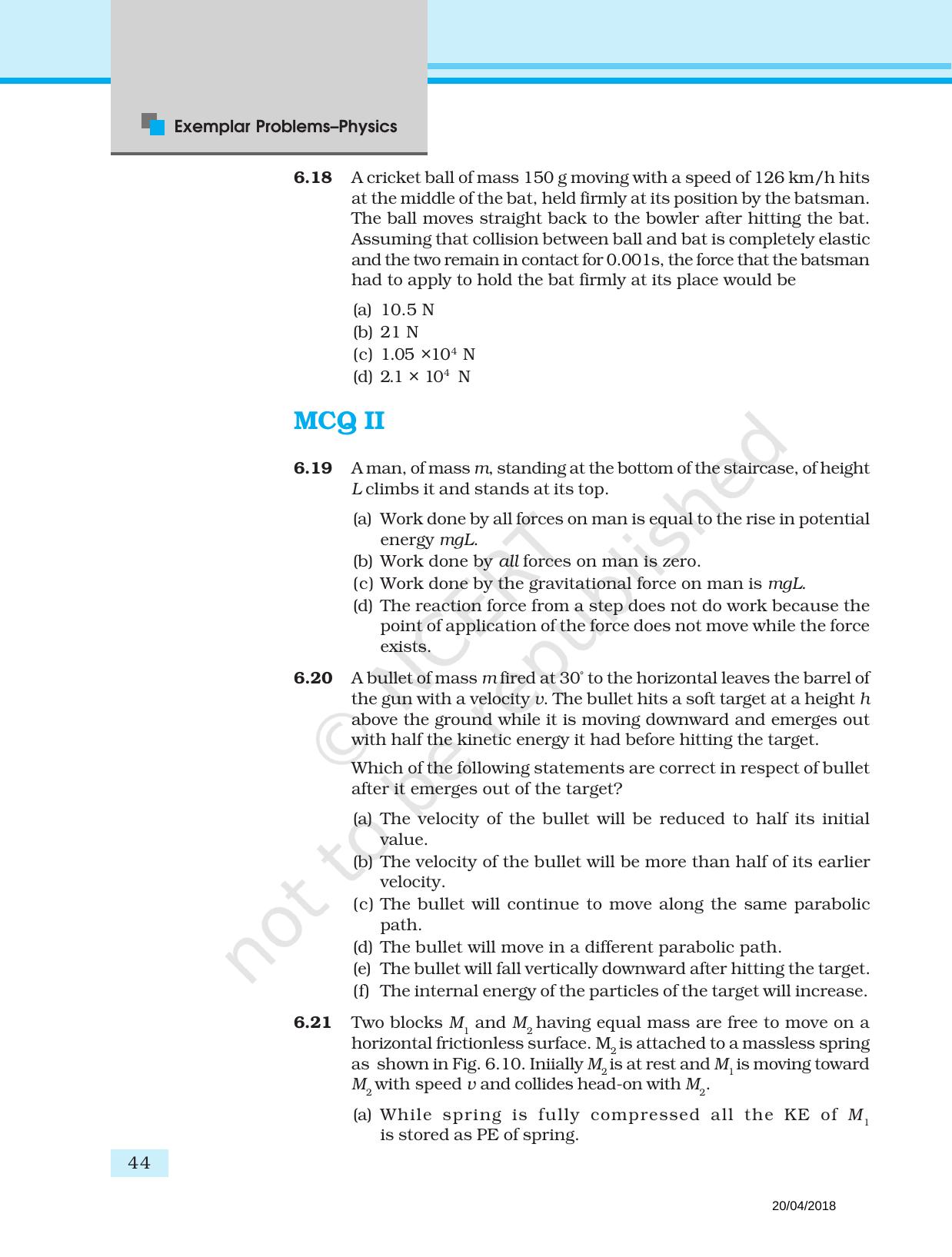 NCERT Exemplar Book for Class 11 Physics: Chapter 5 Work, Energy, and Power - Page 7