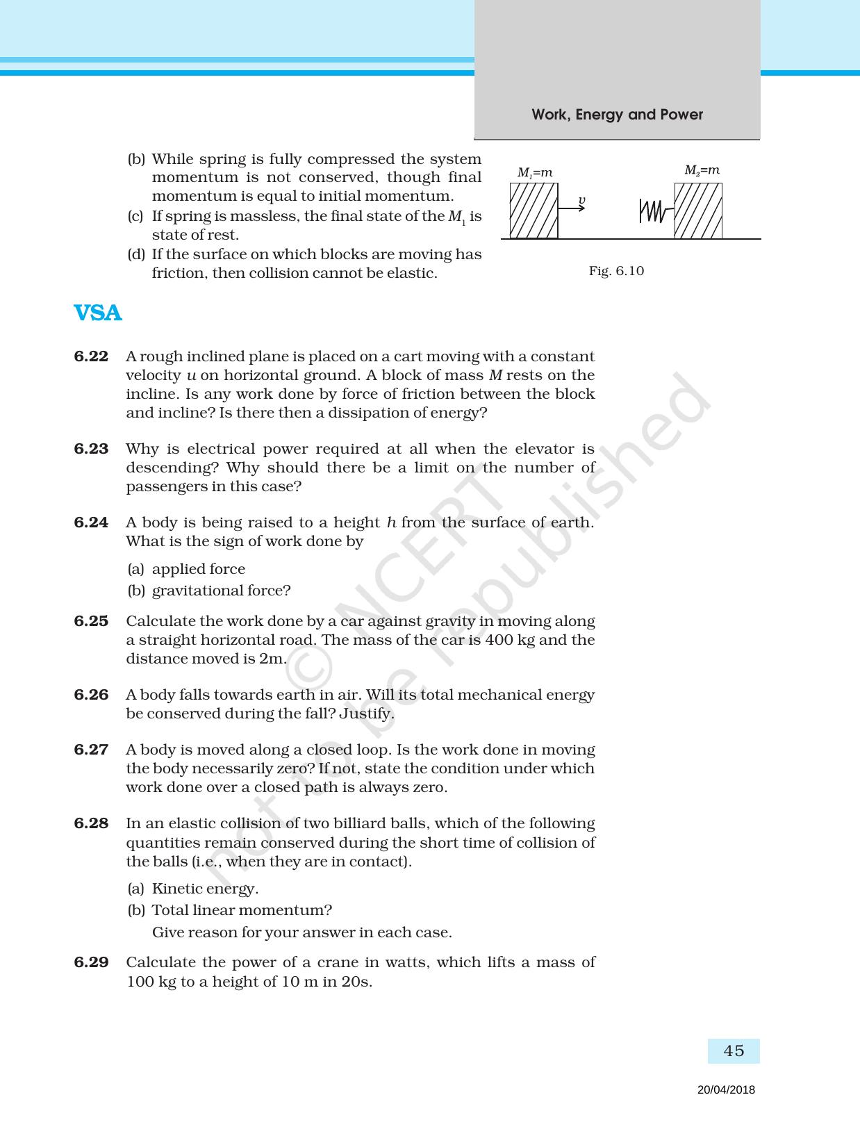 NCERT Exemplar Book for Class 11 Physics: Chapter 5 Work, Energy, and Power - Page 8