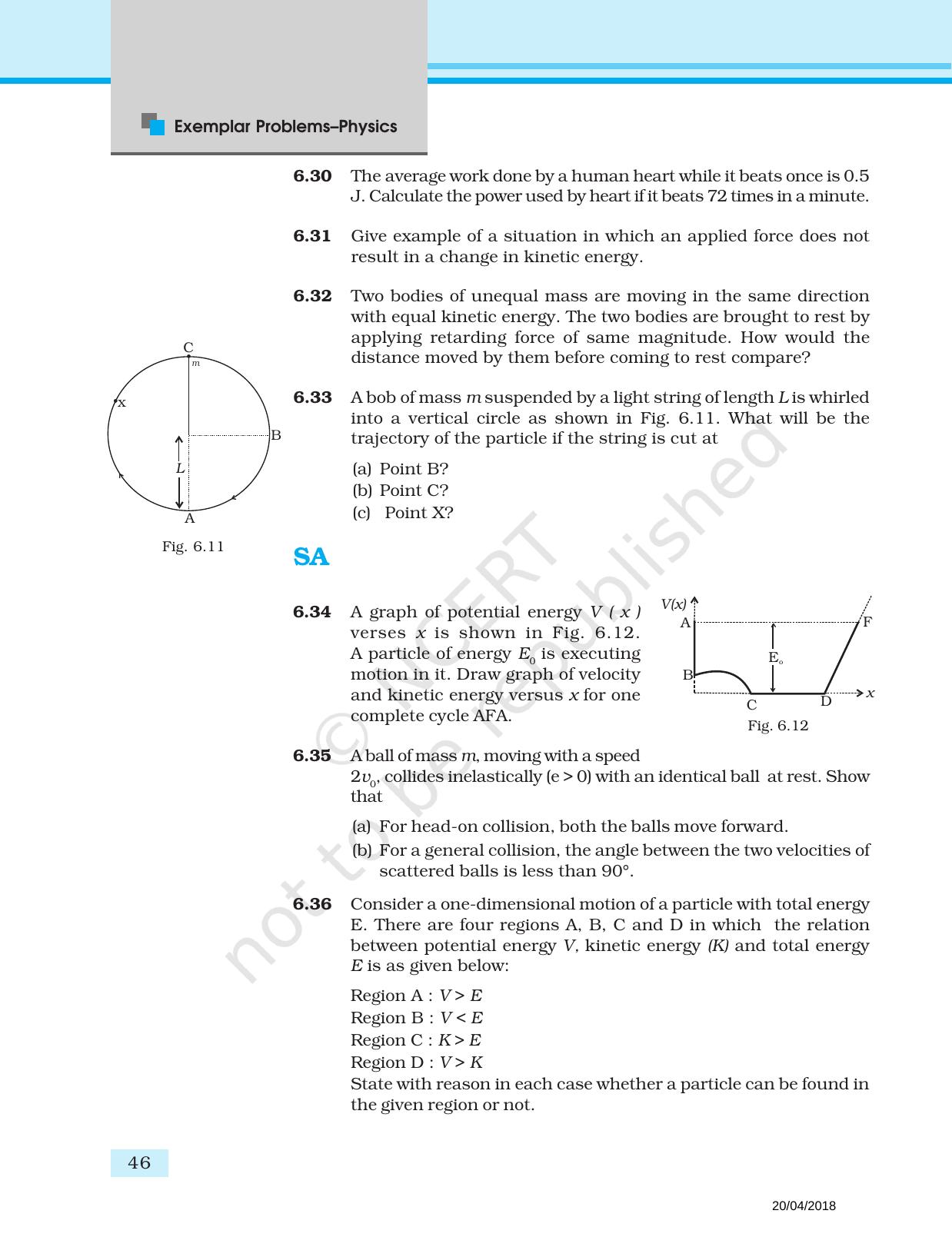 NCERT Exemplar Book for Class 11 Physics: Chapter 5 Work, Energy, and Power - Page 9