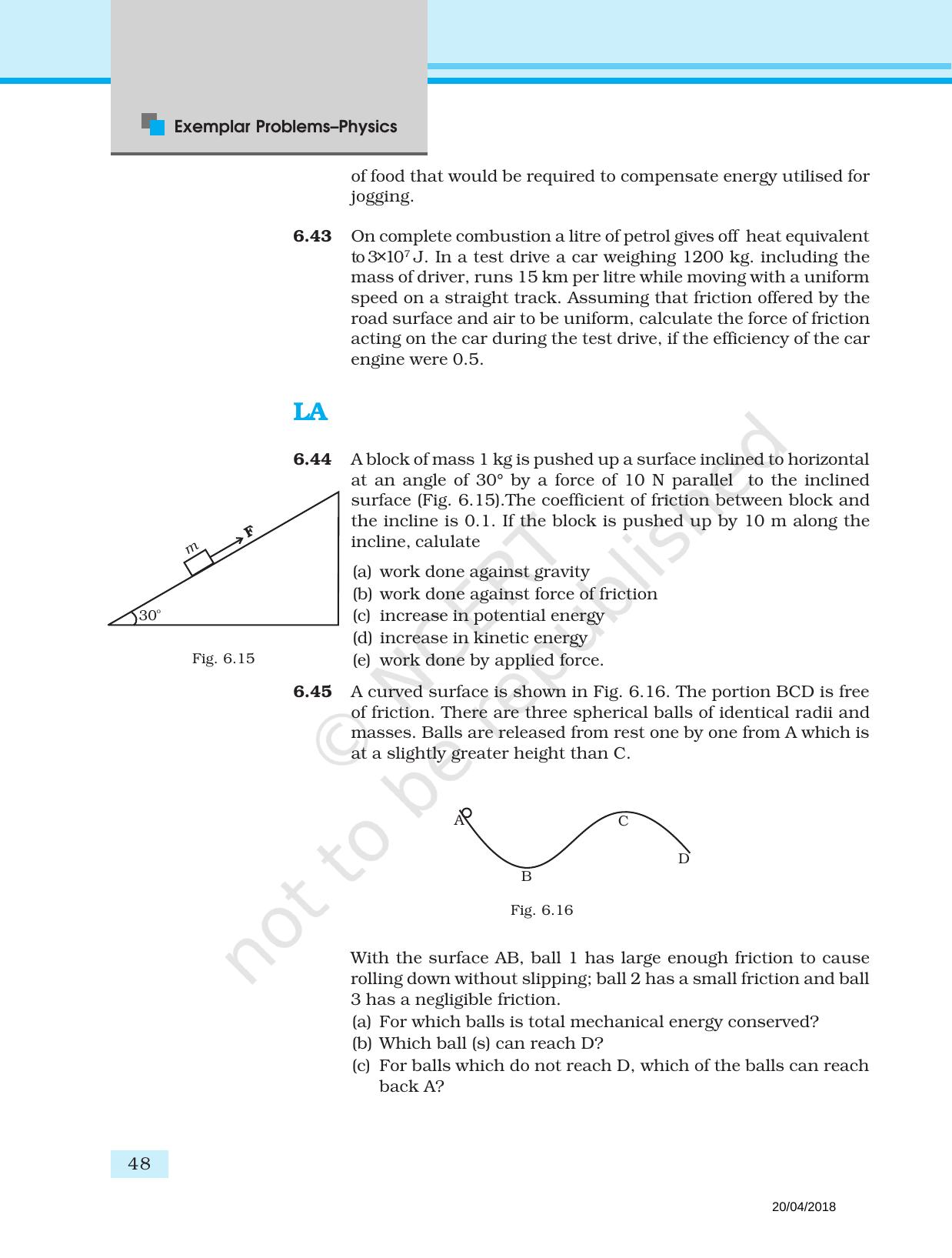 NCERT Exemplar Book for Class 11 Physics: Chapter 5 Work, Energy, and Power - Page 11