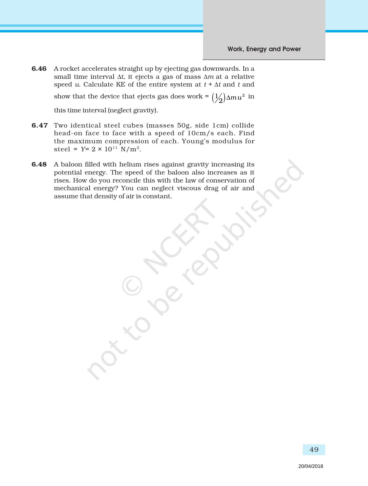 NCERT Exemplar Book for Class 11 Physics: Chapter 5 Work, Energy, and Power - Page 12