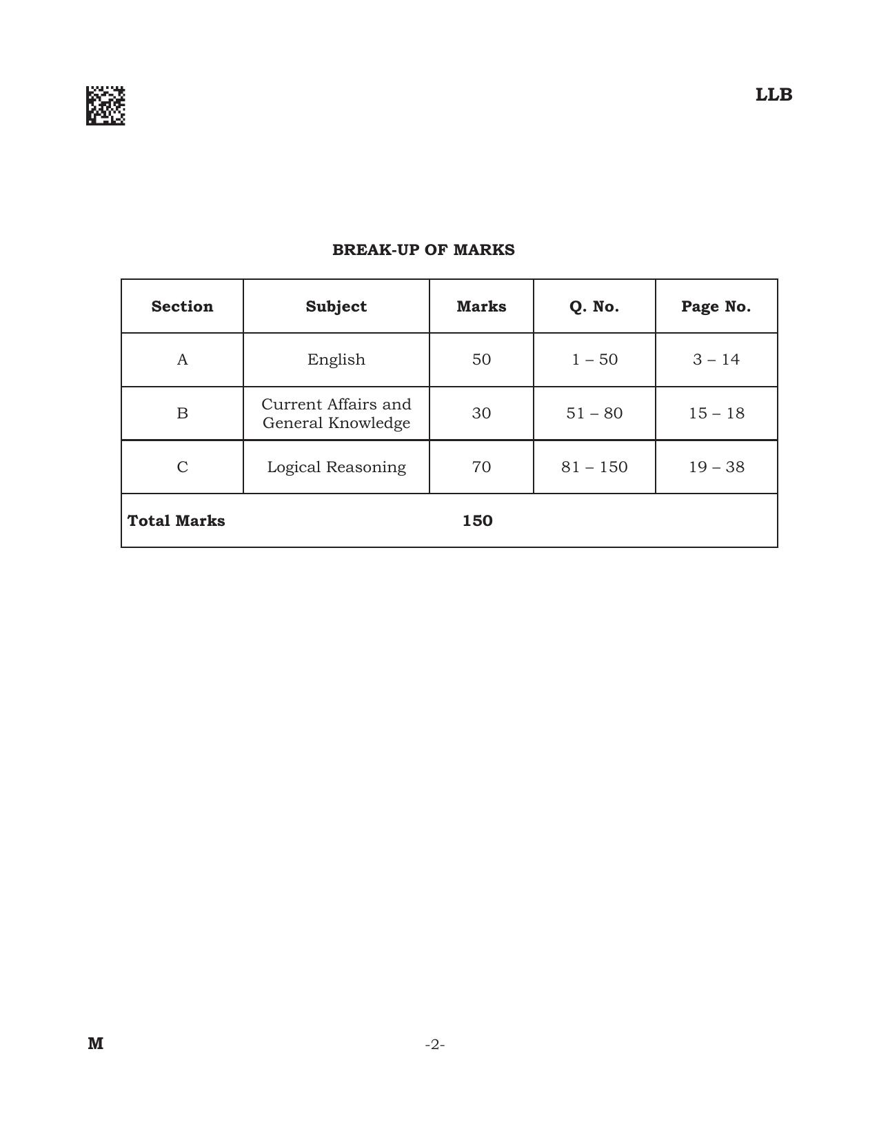 AILET 2022 Question Paper for BA LLB - Page 2