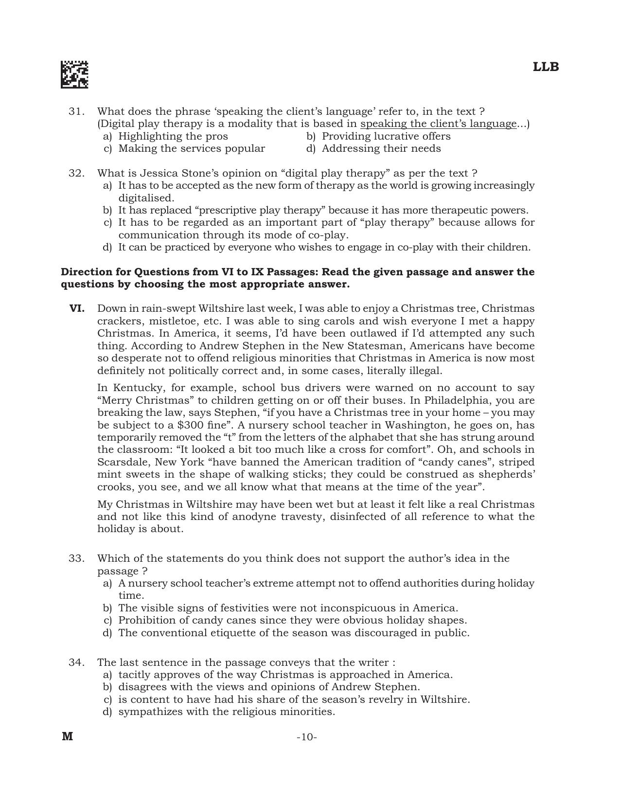 AILET 2022 Question Paper for BA LLB - Page 10
