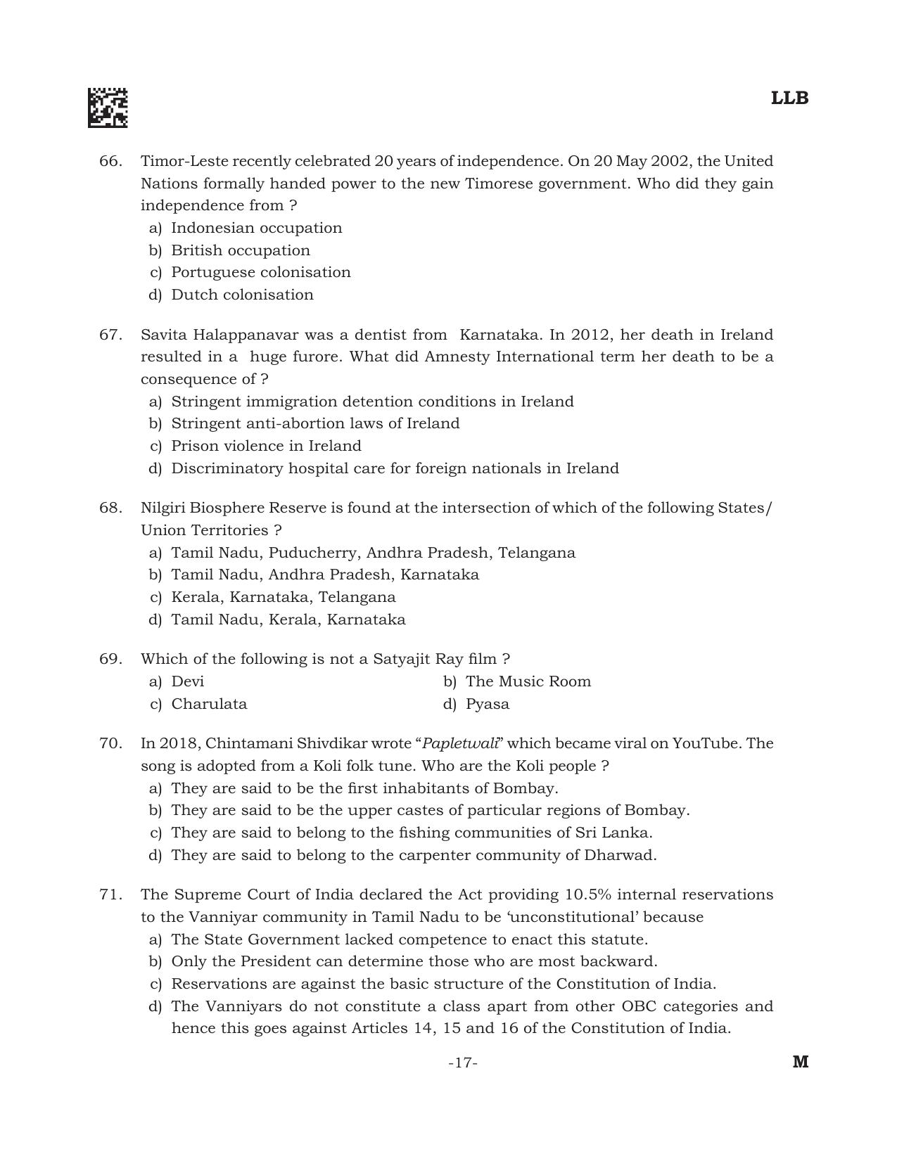 AILET 2022 Question Paper for BA LLB - Page 17