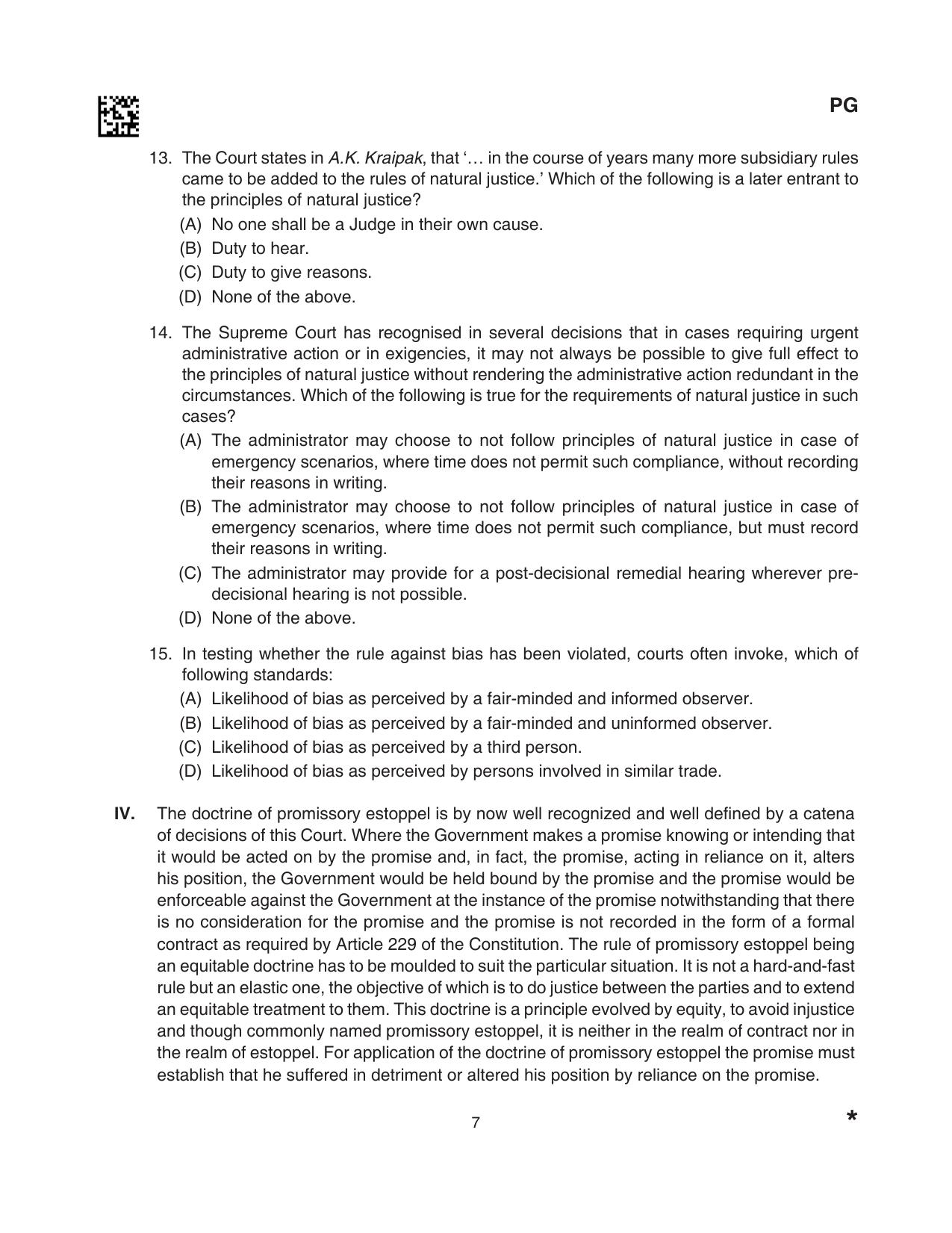 CLAT 2024 PG SET A Question Paper - Page 7