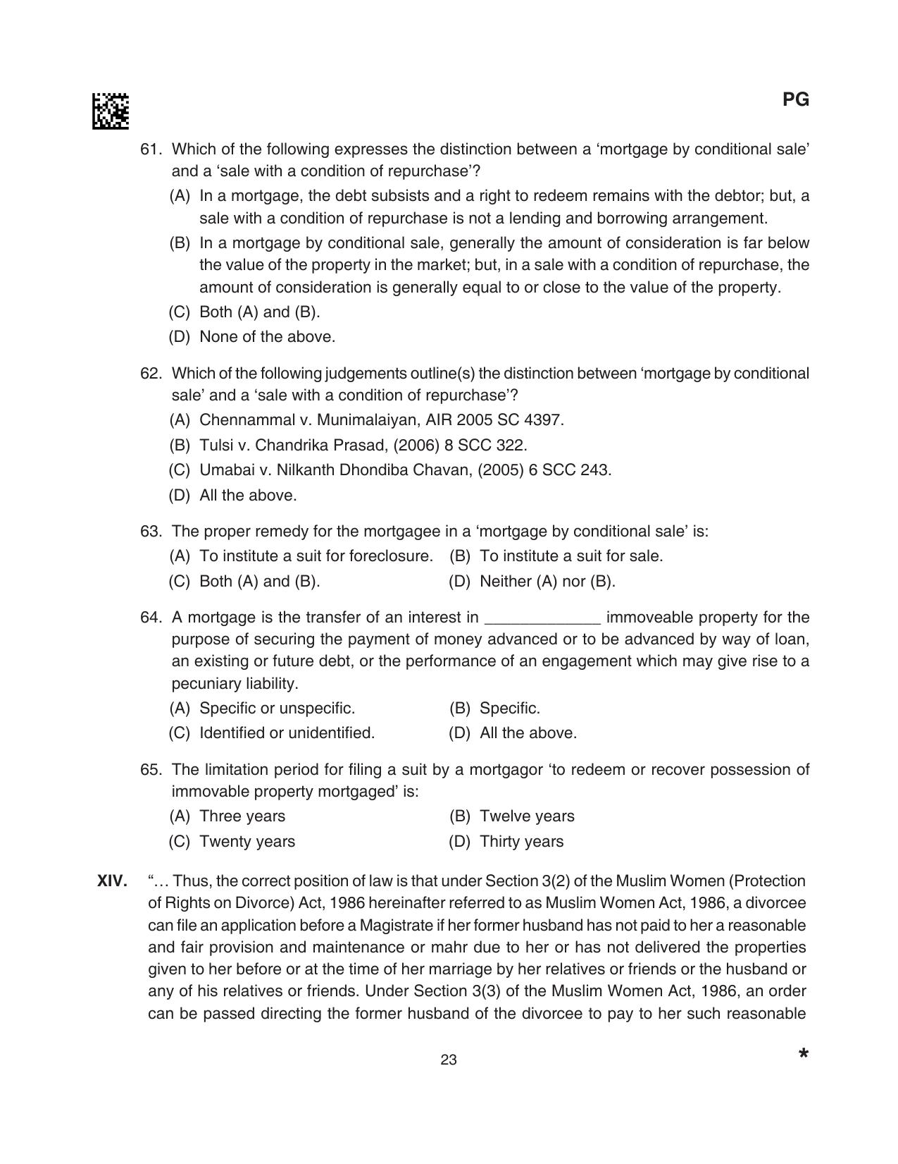 CLAT 2024 PG SET A Question Paper - Page 23