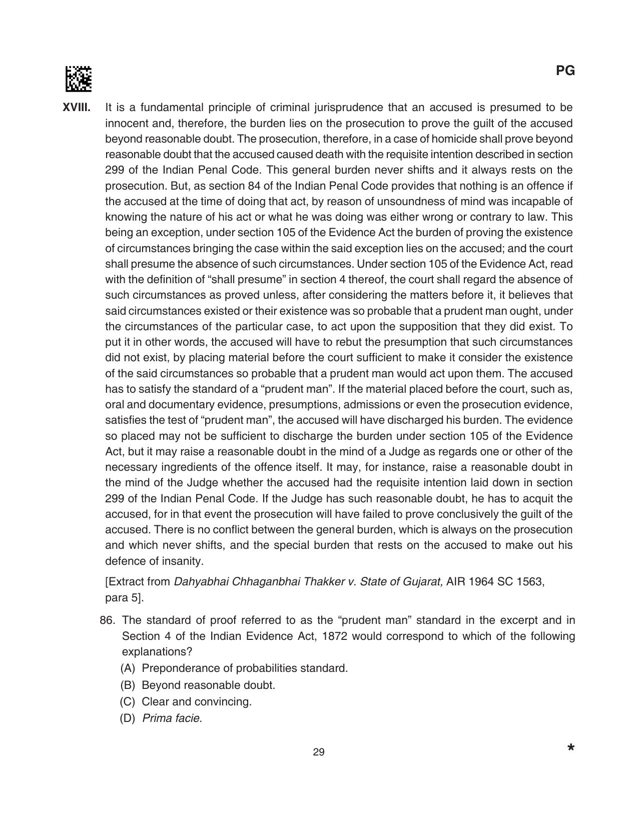 CLAT 2024 PG SET A Question Paper - Page 29