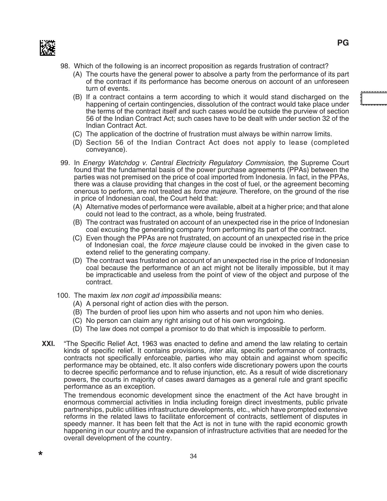 CLAT 2024 PG SET A Question Paper - Page 34